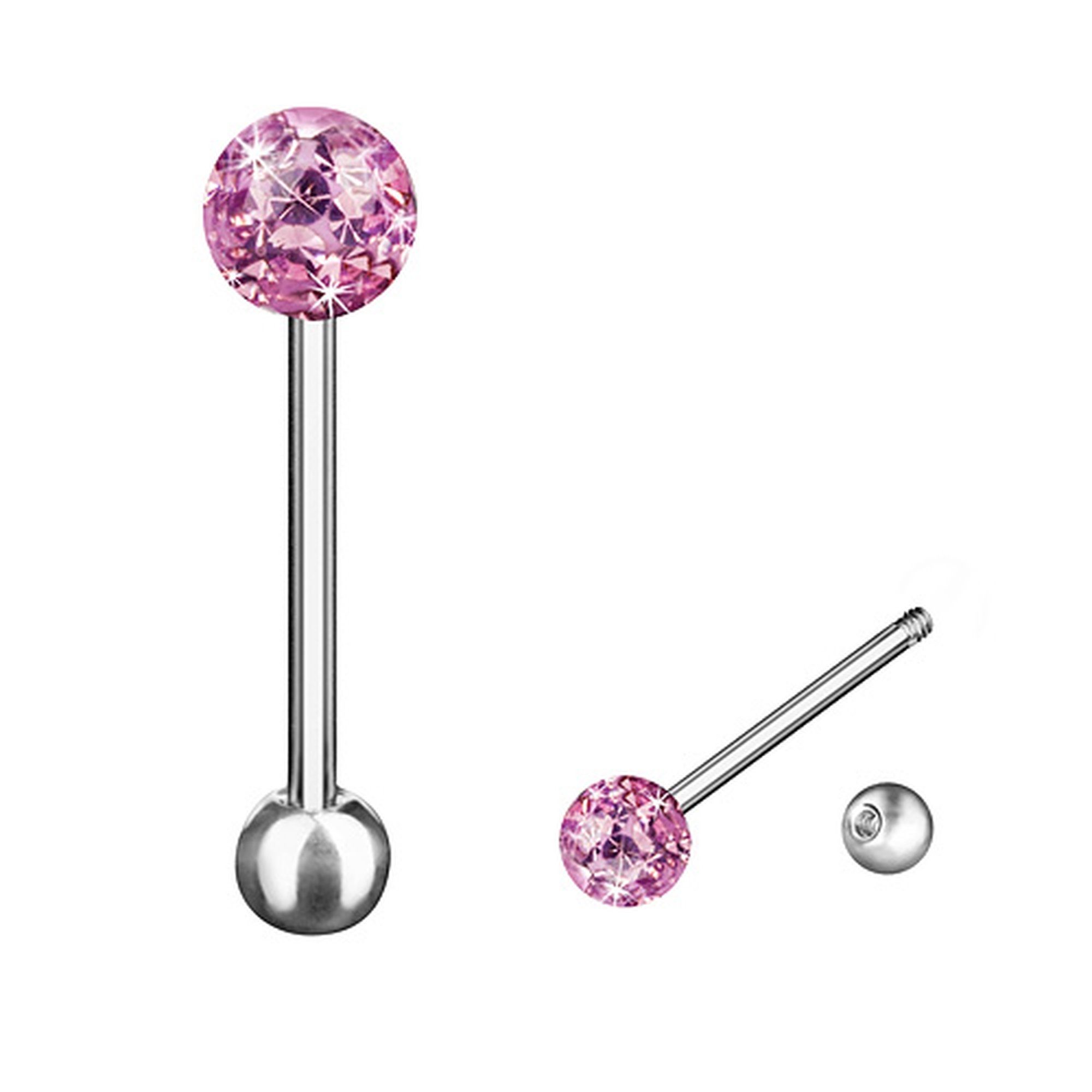 Taffstyle PiercingSet Zungenpiercing Intim Brust Oral Ohr Kugel Kristall, Barbell Stab Piercing