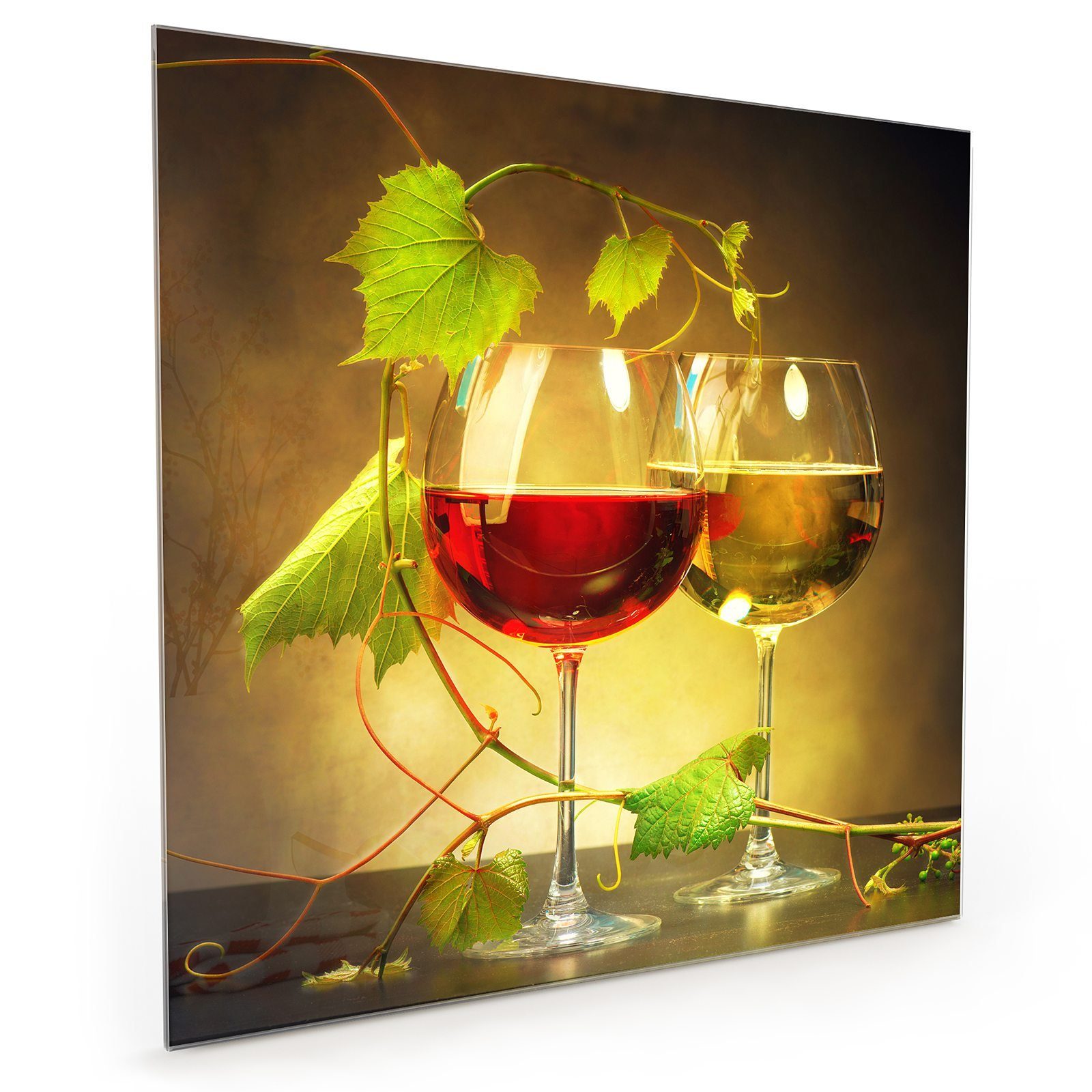 Primedeco Küchenrückwand Spritzschutz Glas Gläser Rot und Weisswein