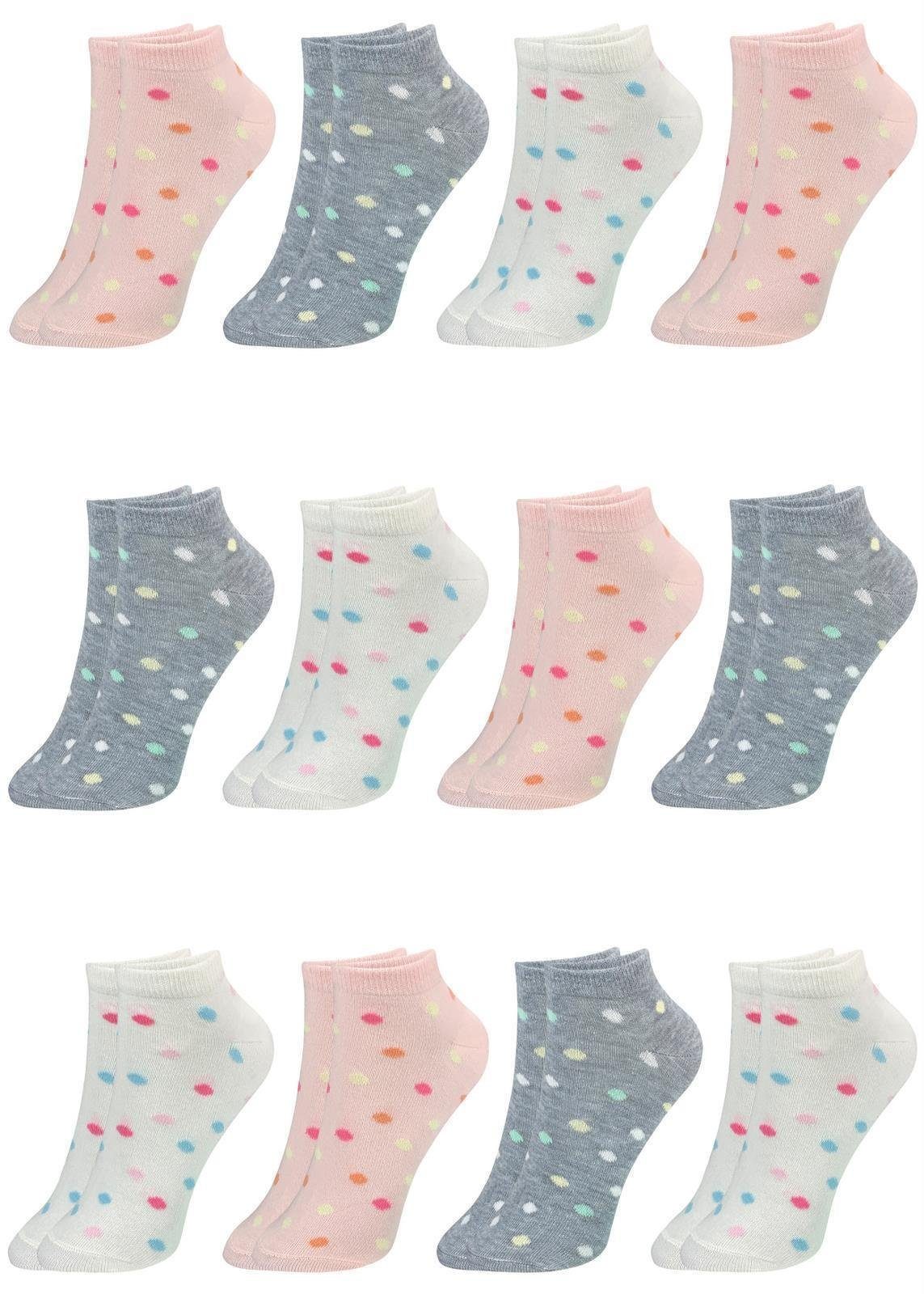 LOREZA Kurzsocken 12 Paar Mädchen Socken Sneakersocken Kindersocken (Paar, 12-Paar) 12-Paar Modell 5 | Kurzsocken