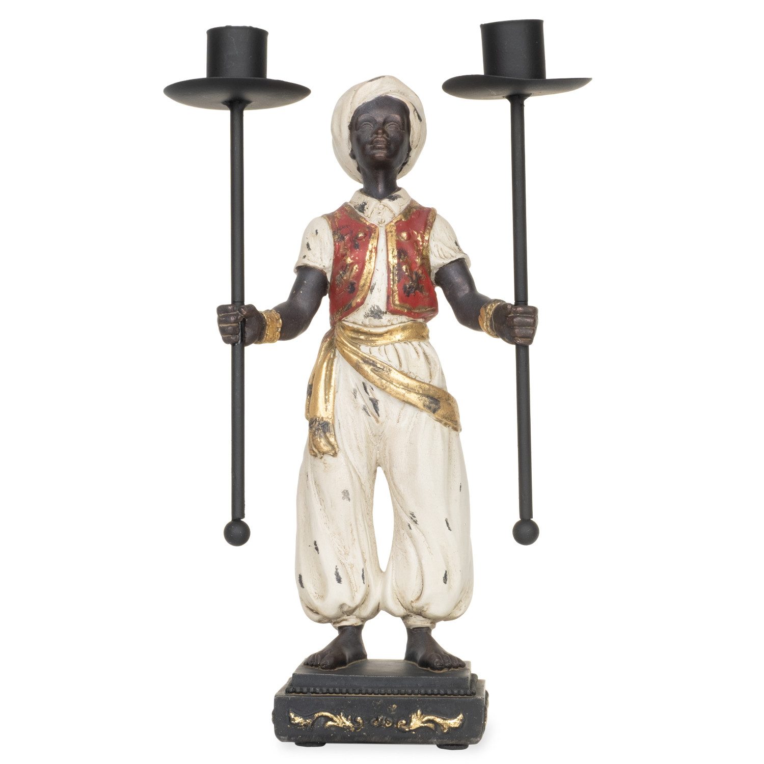 Moritz Dekofigur Kerzenhalter Figur 2-flammig orientalisch 15 x 9,5 x 26,5 cm, Polyresin Figuren Deko Geschenk Geometrische TierFigur Modern Skulptur