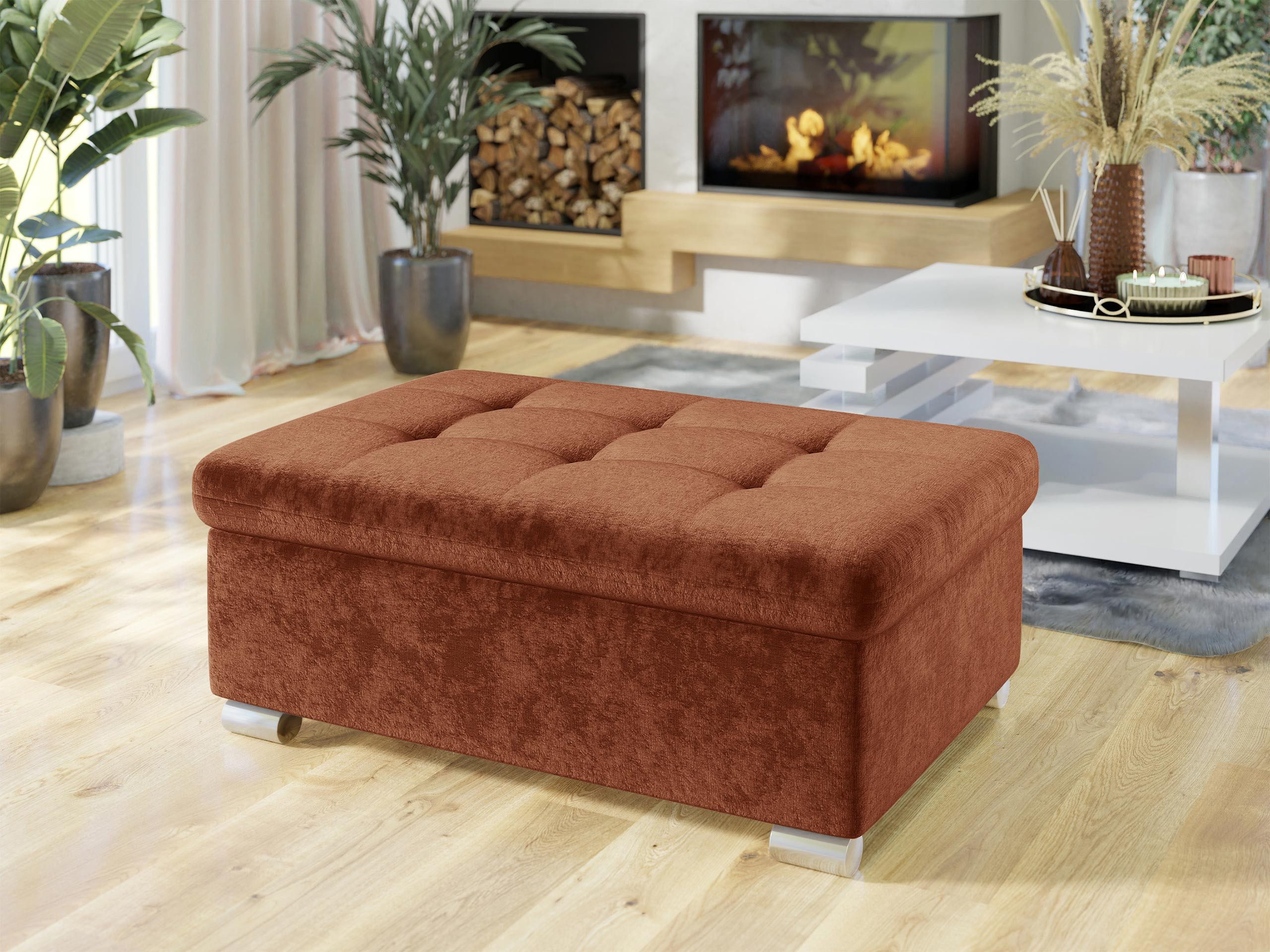 MIRJAN24 Polsterhocker Niko Groß, Silber Füße, 96x70x41 cm