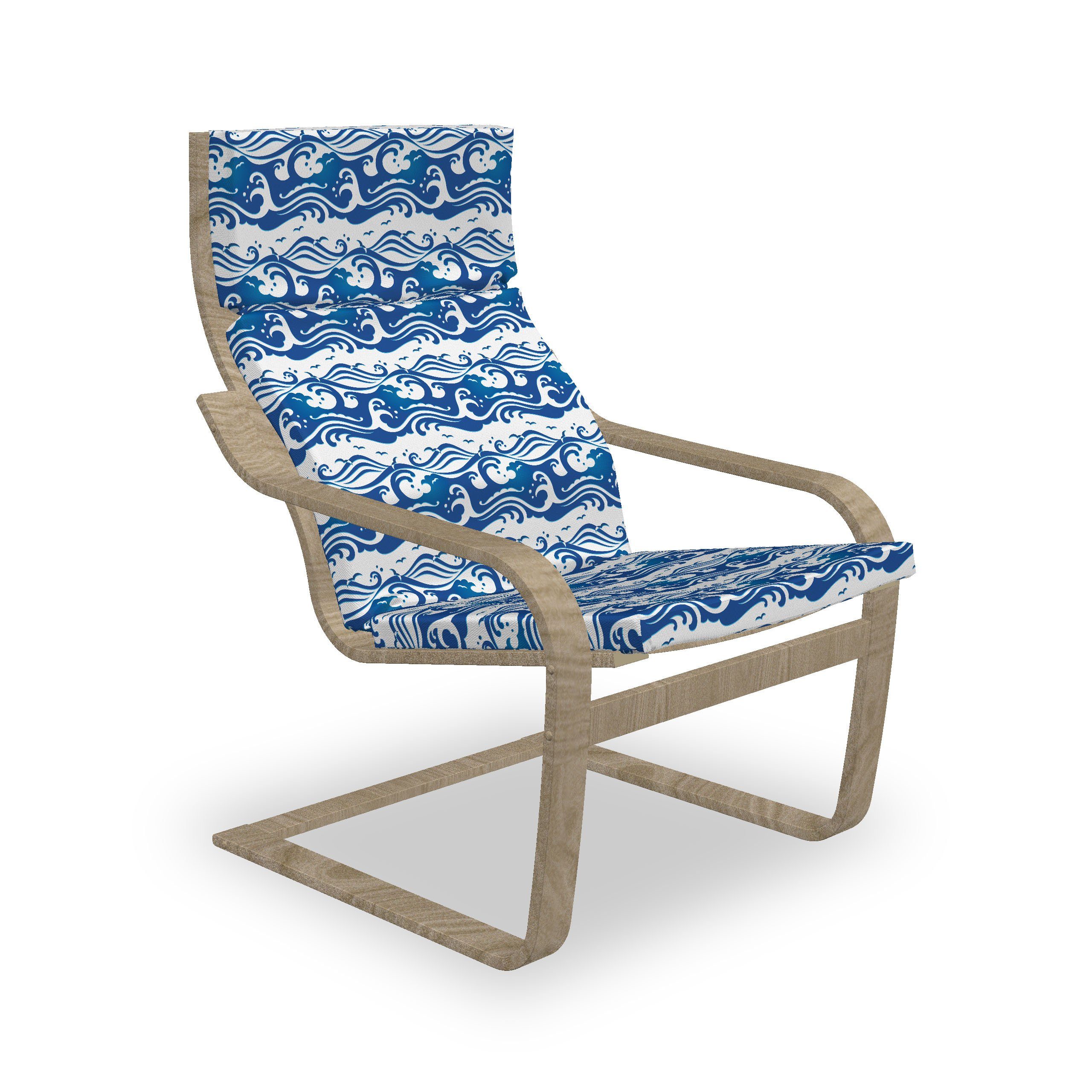 Abakuhaus Stuhlkissen Sitzkissen mit Stuhlkissen mit Hakenschlaufe und Reißverschluss, Blau und weiß Wirbelnde Ocean Waves