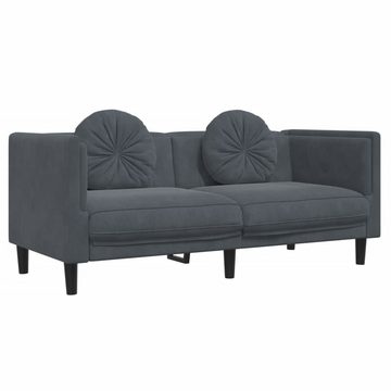 vidaXL Sofa Sofa mit Kissen 2-Sitzer Dunkelgrau Samt