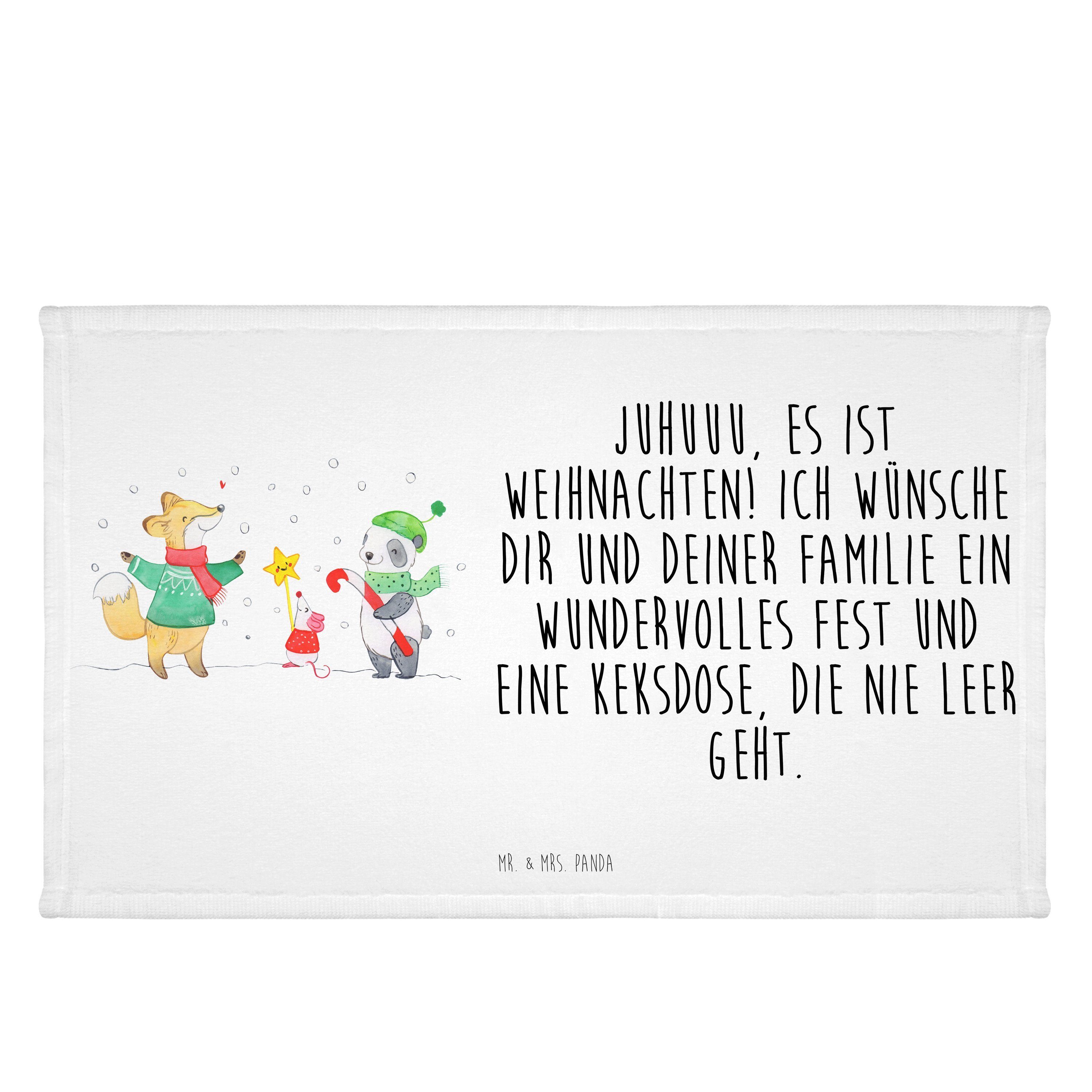 Mr. & Mrs. Panda Handtuch Winter Weihnachtsfreude - Weiß - Geschenk, Gästetuch, Tannenbaum, Wei, (1-St)