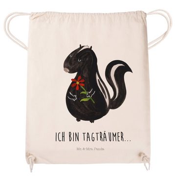 Mr. & Mrs. Panda Sporttasche Stinktier Blume - Transparent - Geschenk, Beutel, Sportbeutel Kinder, (1-tlg), Design trifft Funktion