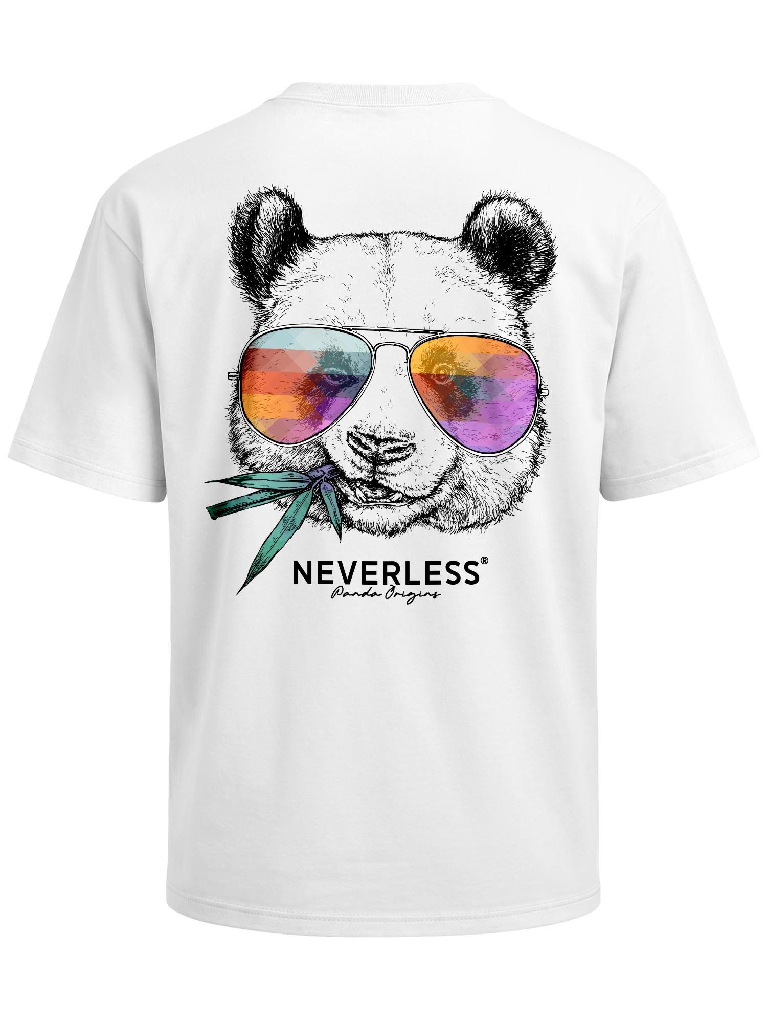 Neverless Oversize-Shirt Herren T-Shirt - Panda Bambus - Oversized Relaxed Fit Printshirt mit Print