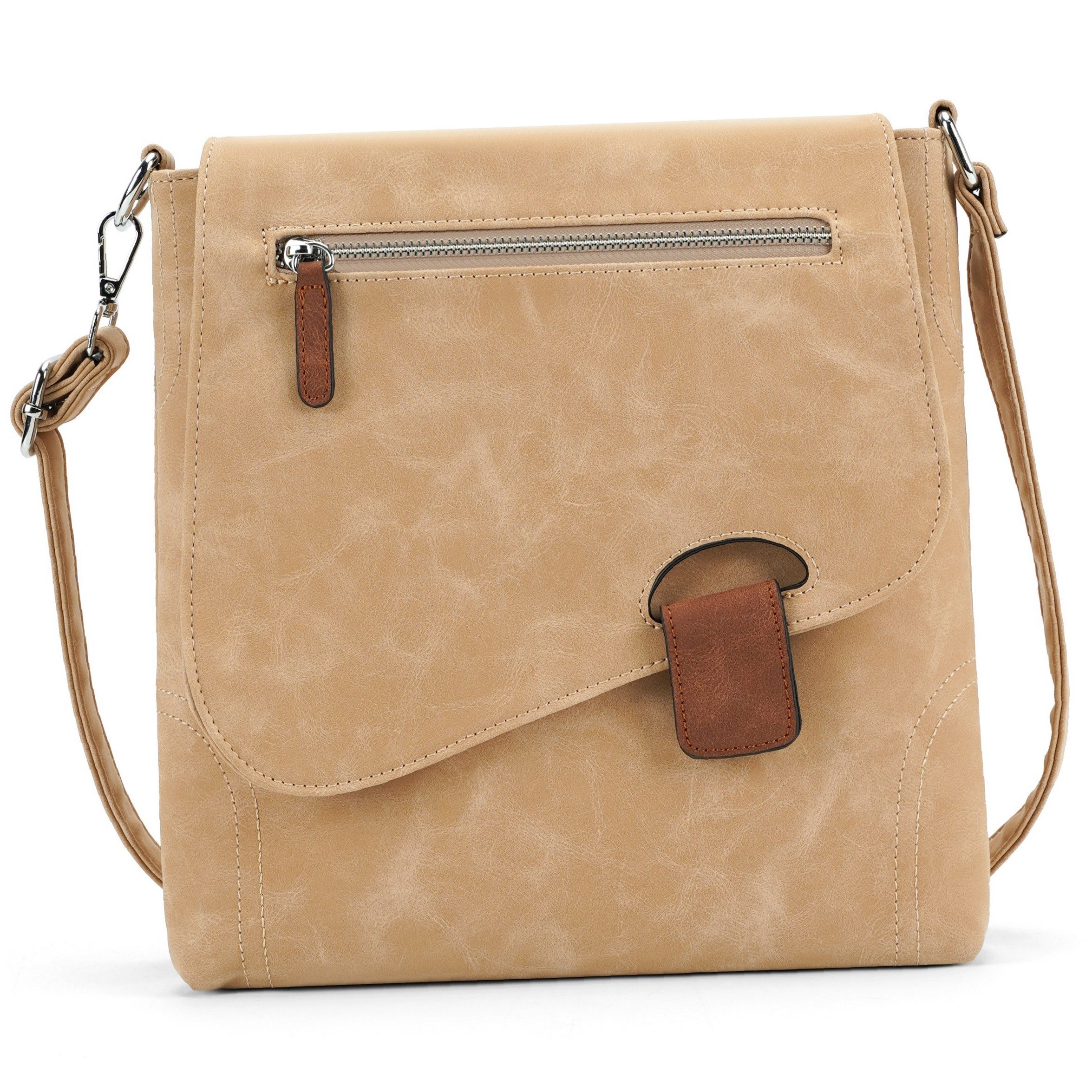 MIRROSI Schultertasche Damen Umhängetasche Leder-Optik, ca. 28 x 28 x 5 cm (verstellbaren Schulterriemen), Mittelgroße Tasche, Umhängetasche für jeden Anlass