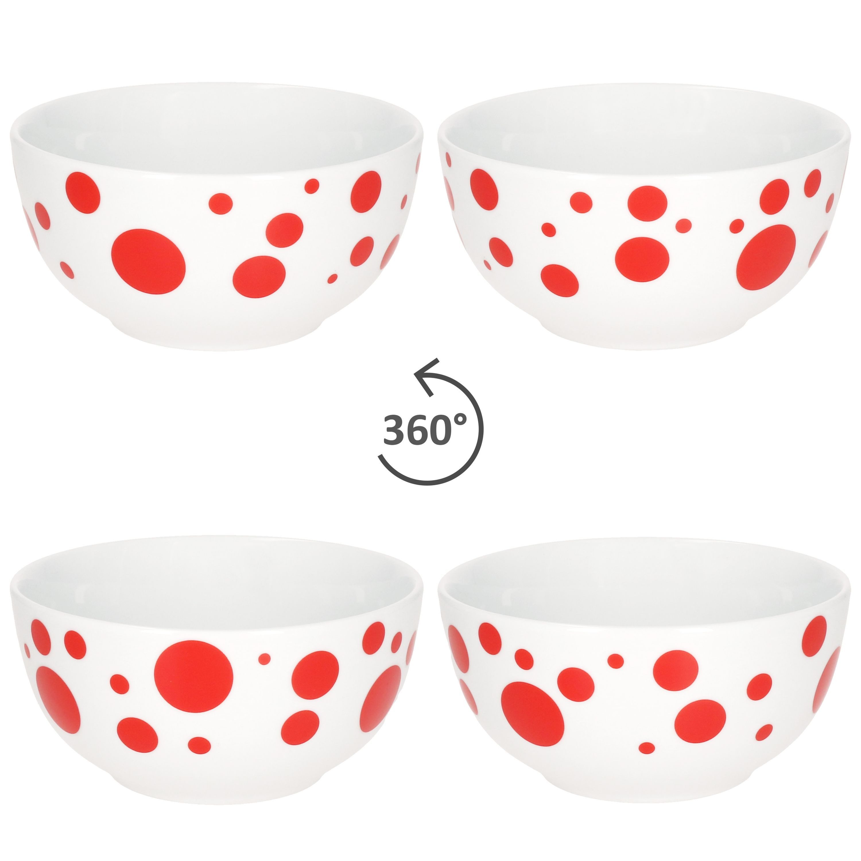 MamboCat Müslischale Pula rot 6x Müsli-Schale Ø14cm 400ml Porzellan 6 Personen Schüssel, Porzellan