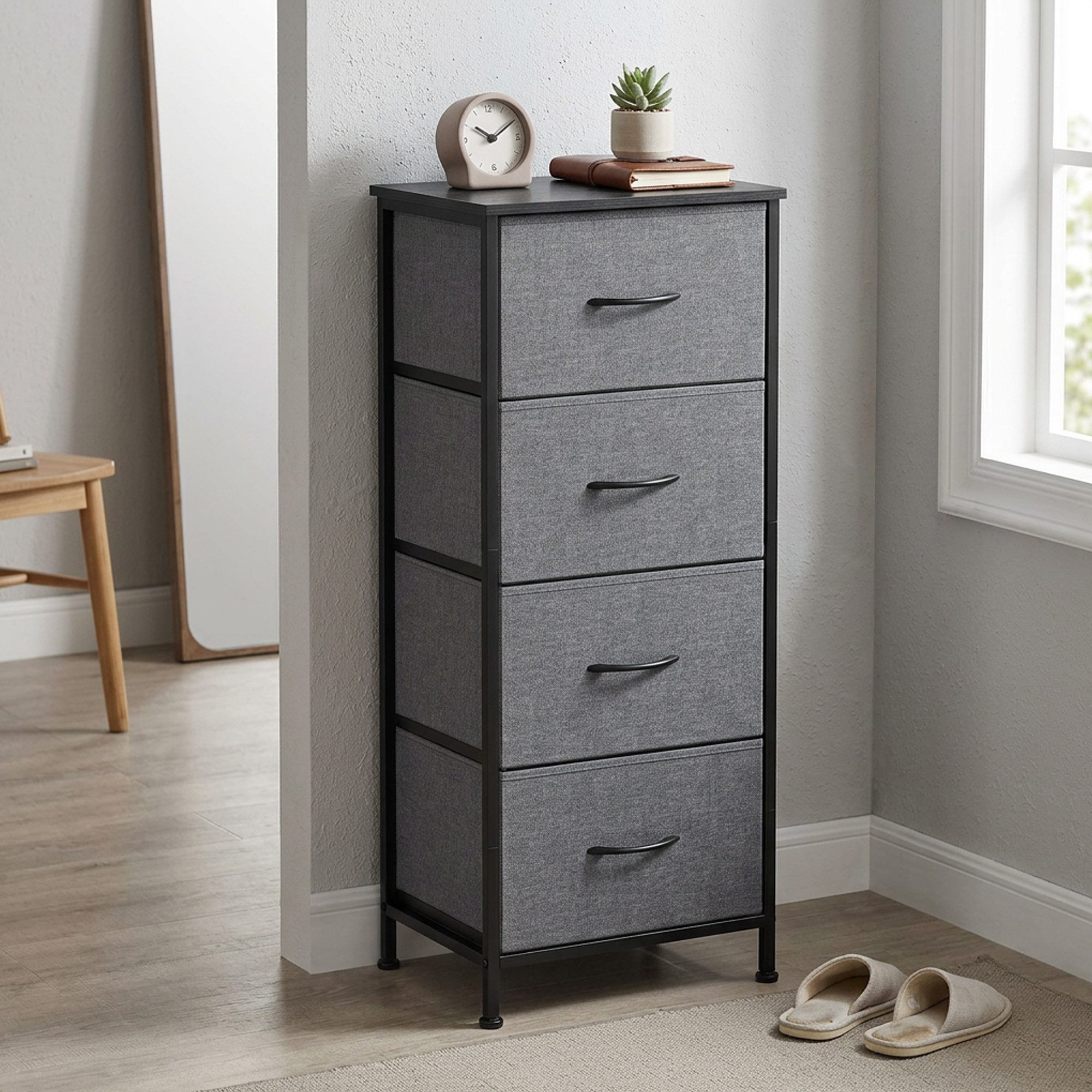 SONGMICS Kommode Schrank mit 3/4/5 Schubladen, Aufbewahrungsschrank, Stahl, MDF, Vliesstoff, für Schlafzimmer