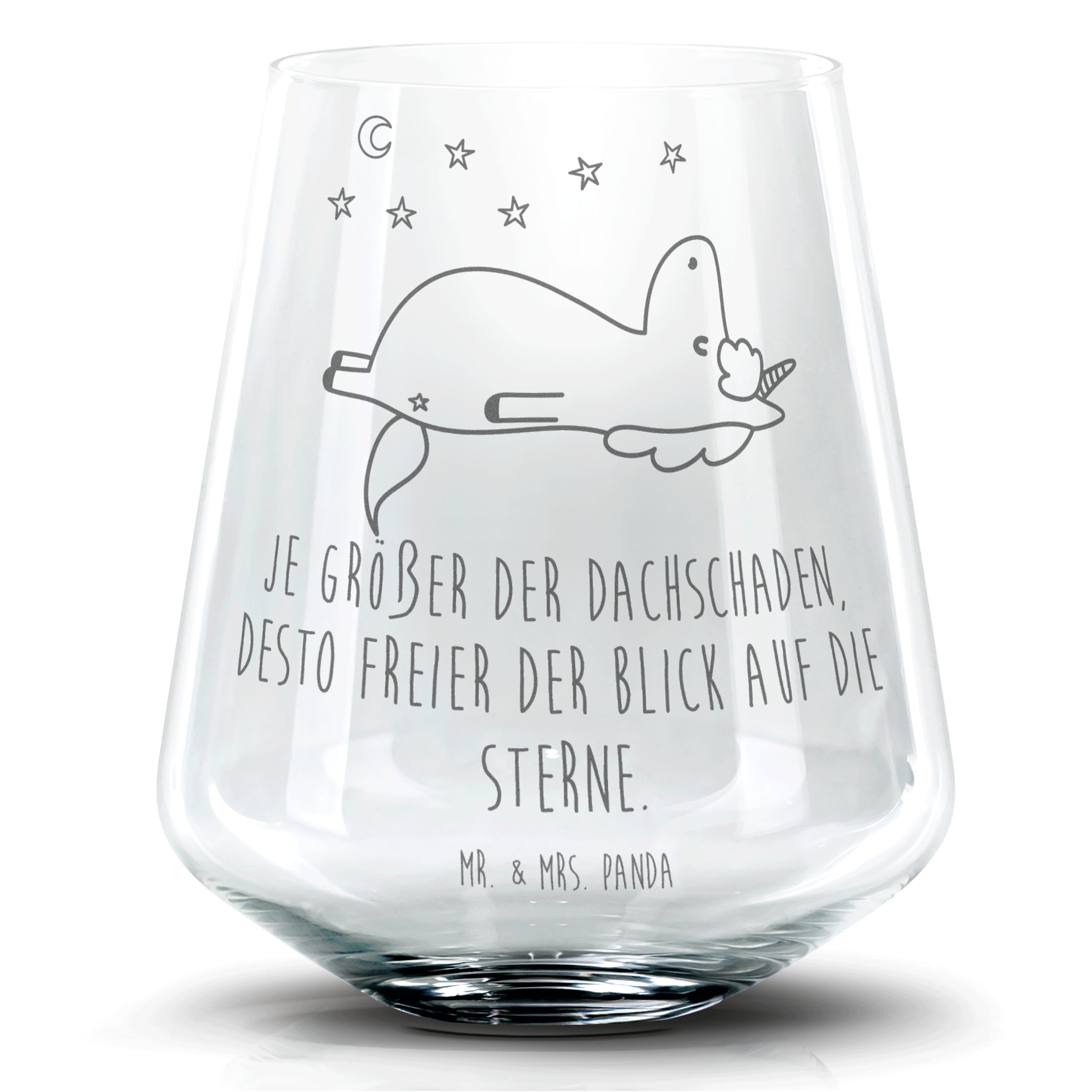Mr. & Mrs. Panda Cocktailglas Einhorn Sternenhimmel - Transparent - Geschenk, Einhörner, Cocktail G, Premium Glas, Einzigartige Gravur
