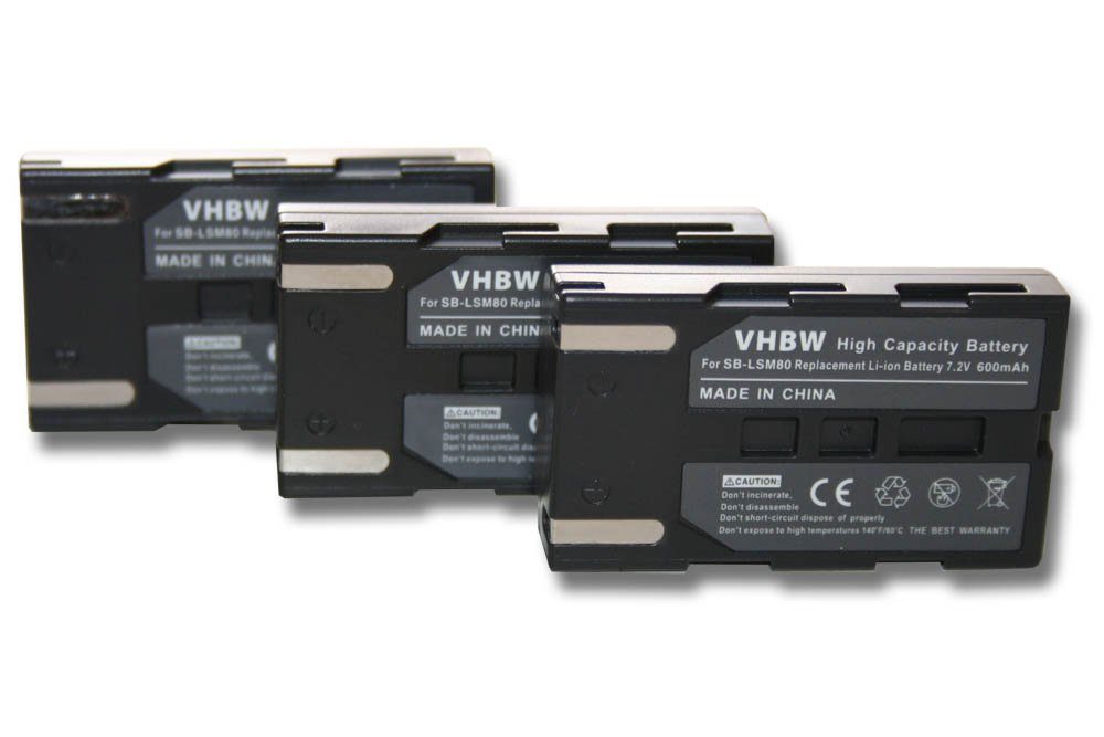 vhbw für VP-D362, VP-D371W, Samsung VP-D364W, Kamera-Akku VP-D371, VP-D451, mAh passend 600