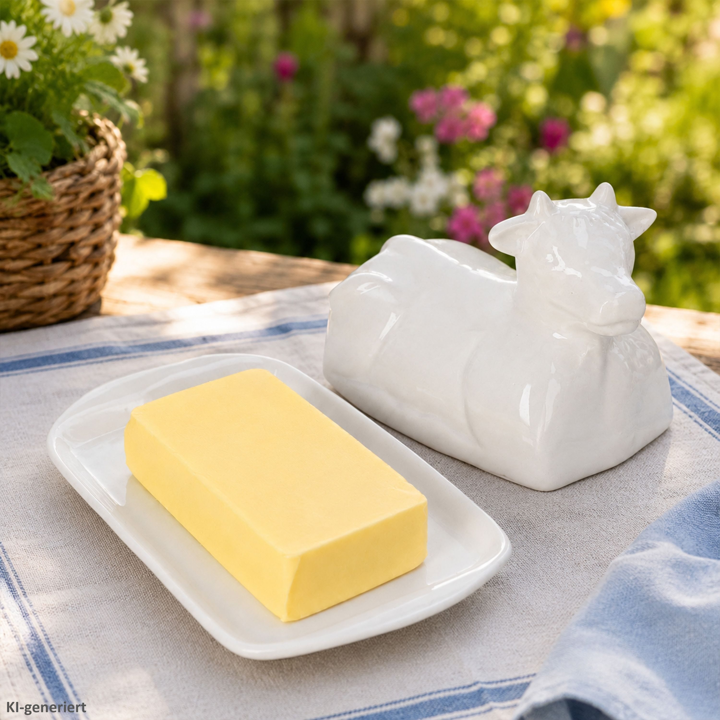 MamboCat Butterdose Porzellan Butterdose weiß in Kuhform - 24302175, Porzellan