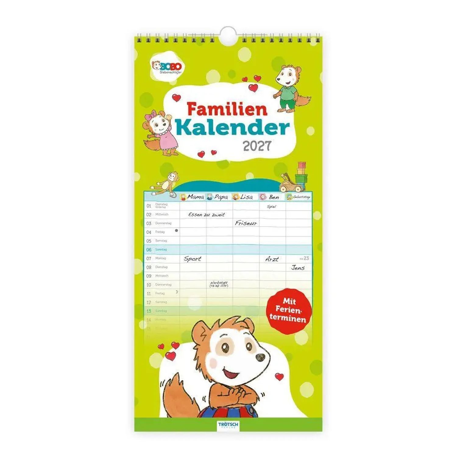 Trötsch Verlag Wandkalender TRÖTSCH - Familienkalender Bobo Siebenschläfer 2027