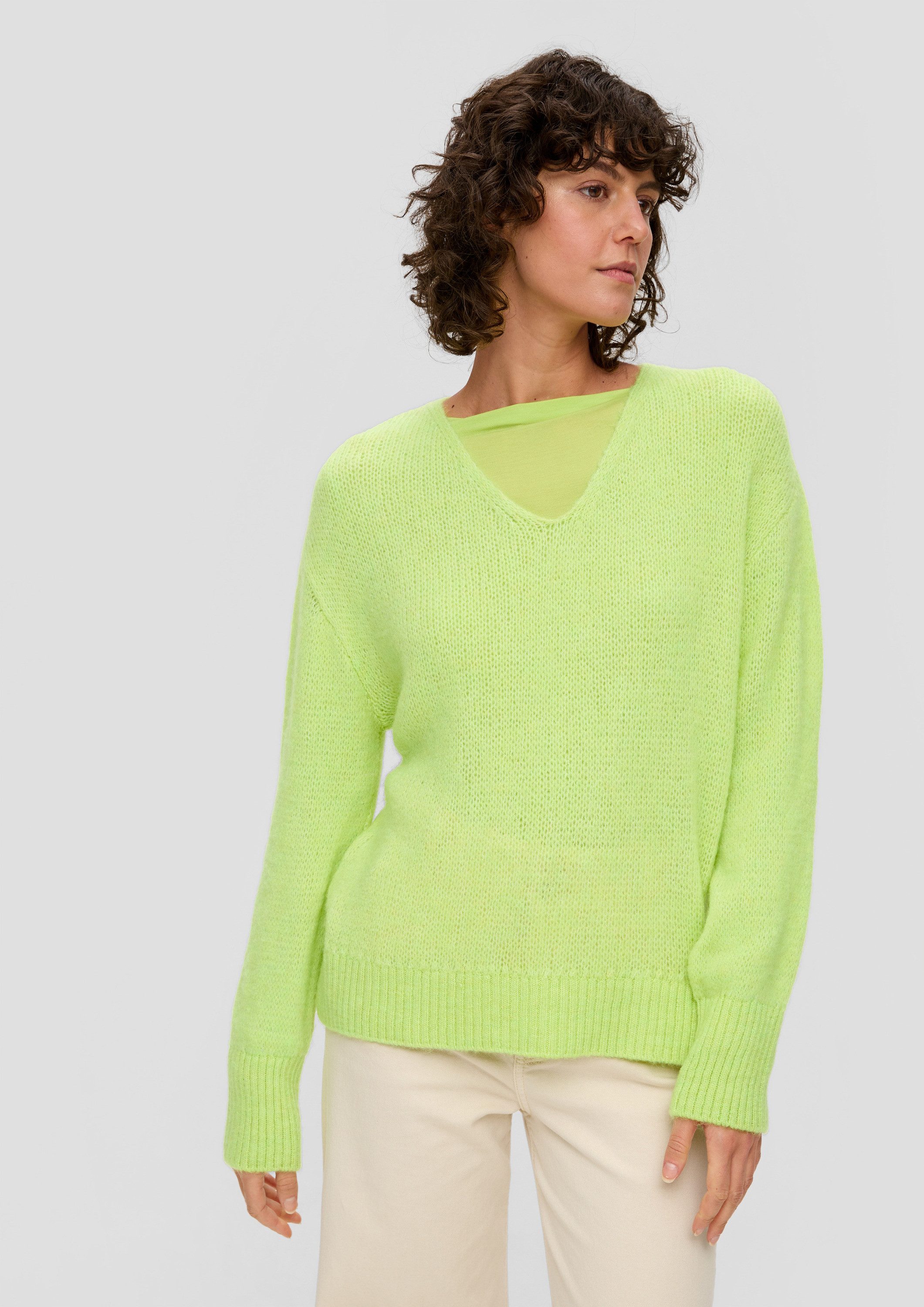 s.Oliver Longpullover Strickpullover Leicht transparenter Strickpullover im Relaxed Fit
