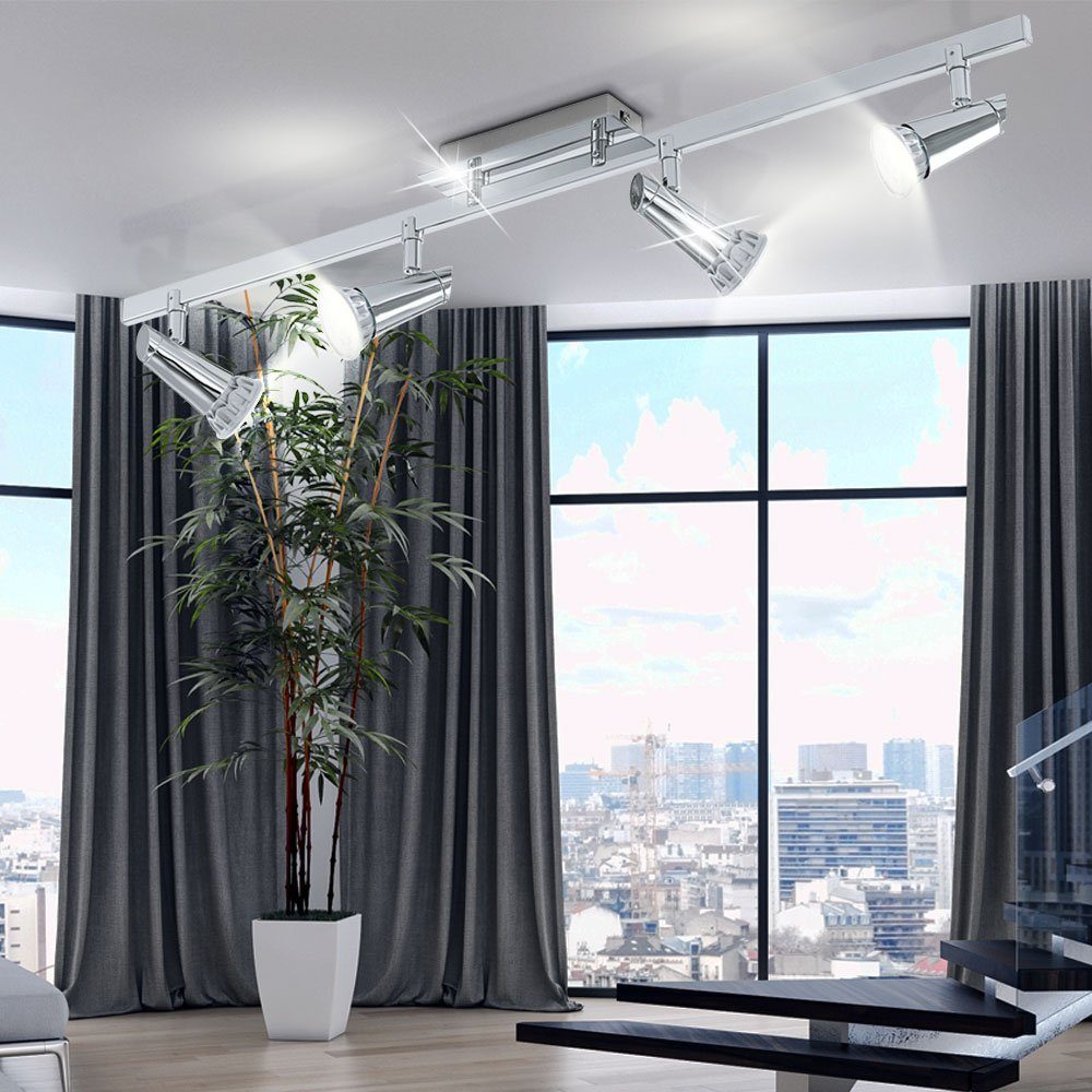 Warmweiß, Decken Chrom Licht-Schiene Balken Wohnraum EGLO LED inklusive, Deckenleuchte, Leuchte Leuchtmittel Lampe LED