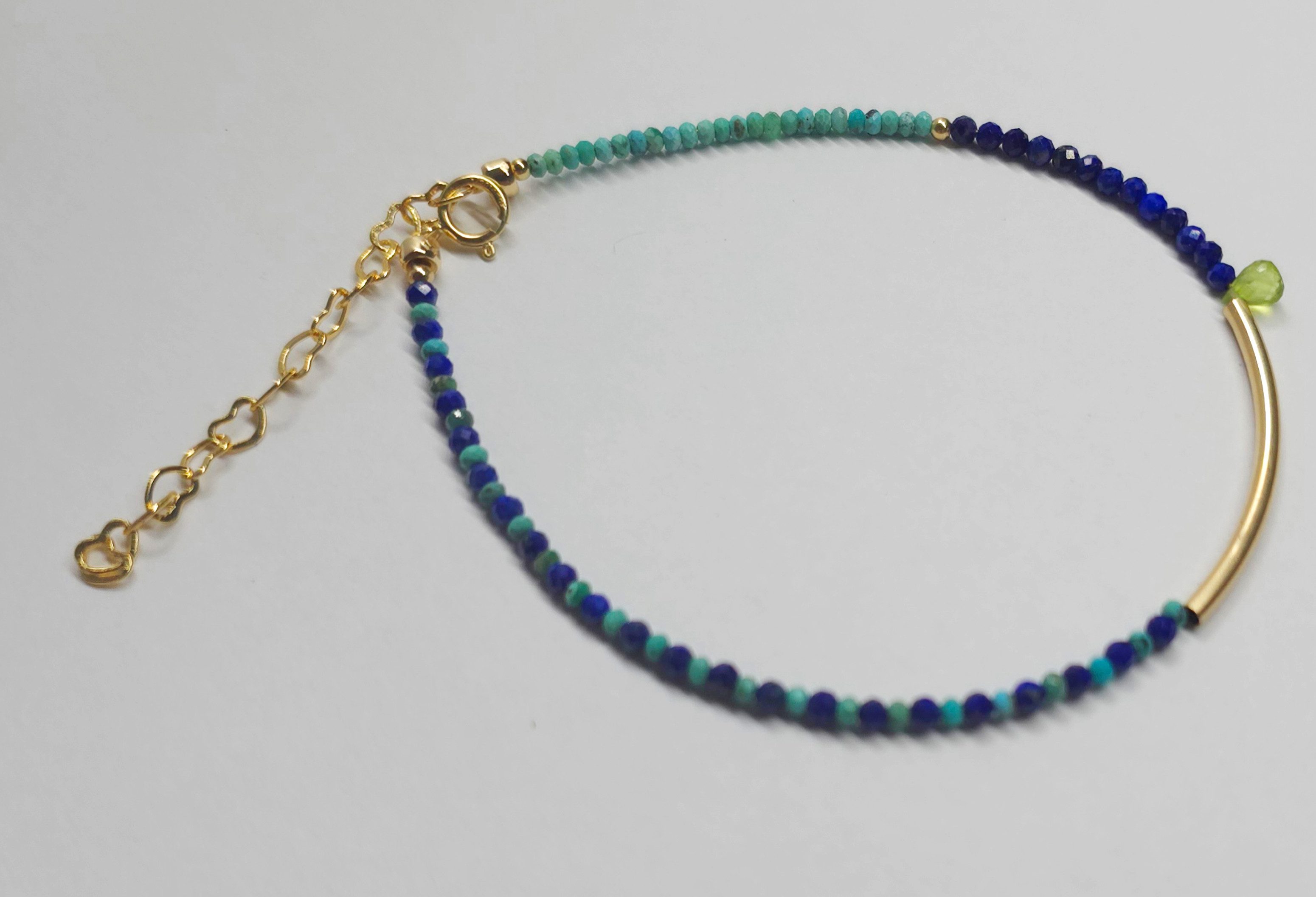 GOLDEN Charm-Armband Edelstein Armband Türkis Lapislazuli 14K Gold Filled Damen