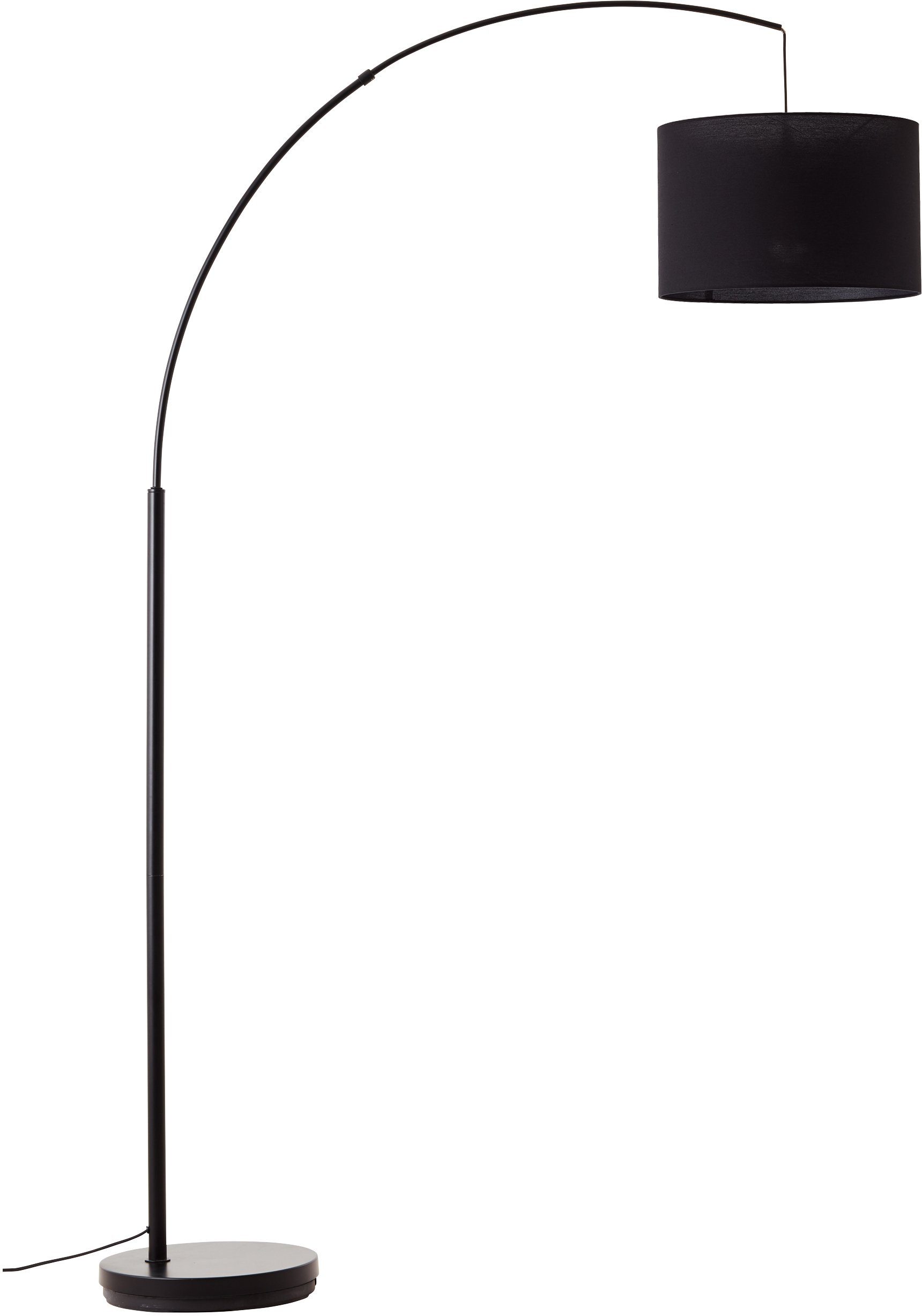 2024 beliebt günstig ohne of Leuchtmittel, schwarz Places Ø 36cm Elijah, Bogenlampe Stoff Style Stehlampe Textilschirm