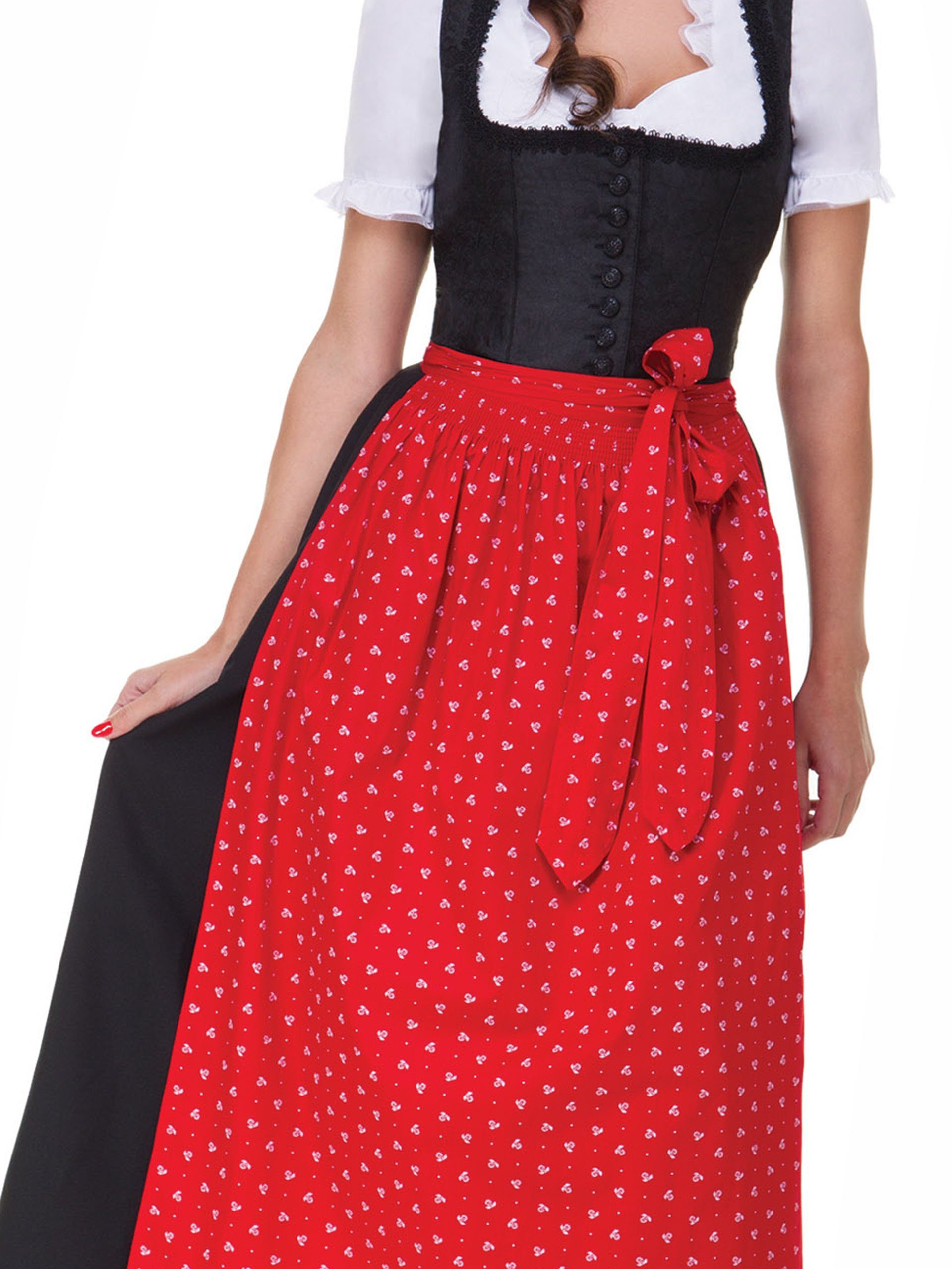 Uschi roter Langes mit (2-tlg) Dirndl Dirndl Schürze Almbock schwarz