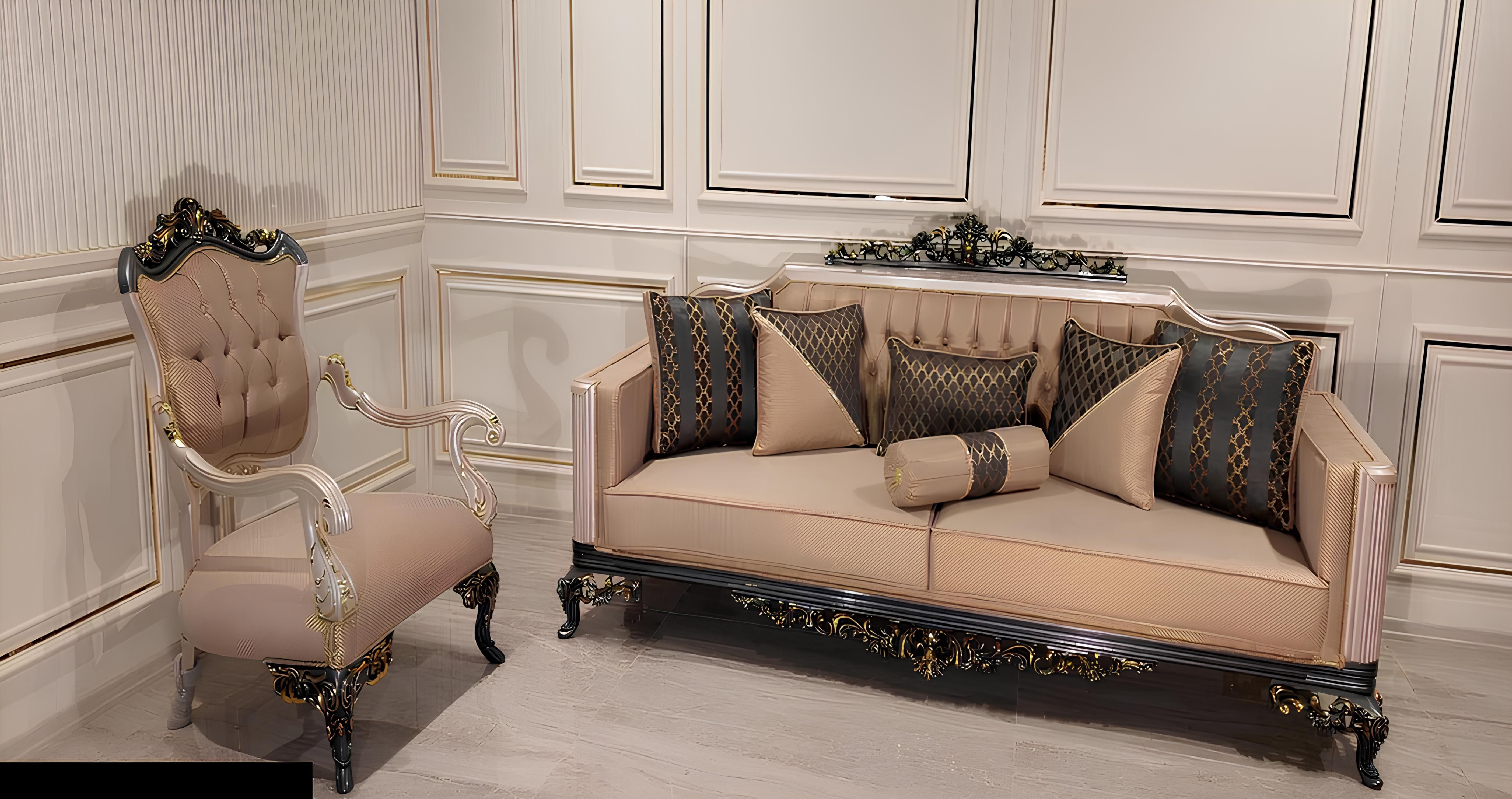 Xlmoebel 3-Sitzer Barock Rokoko Sofa aus Stoff - Elegantes Sitzmöbel für Ihr Zuhaus, 1 Teile, Made in Europa