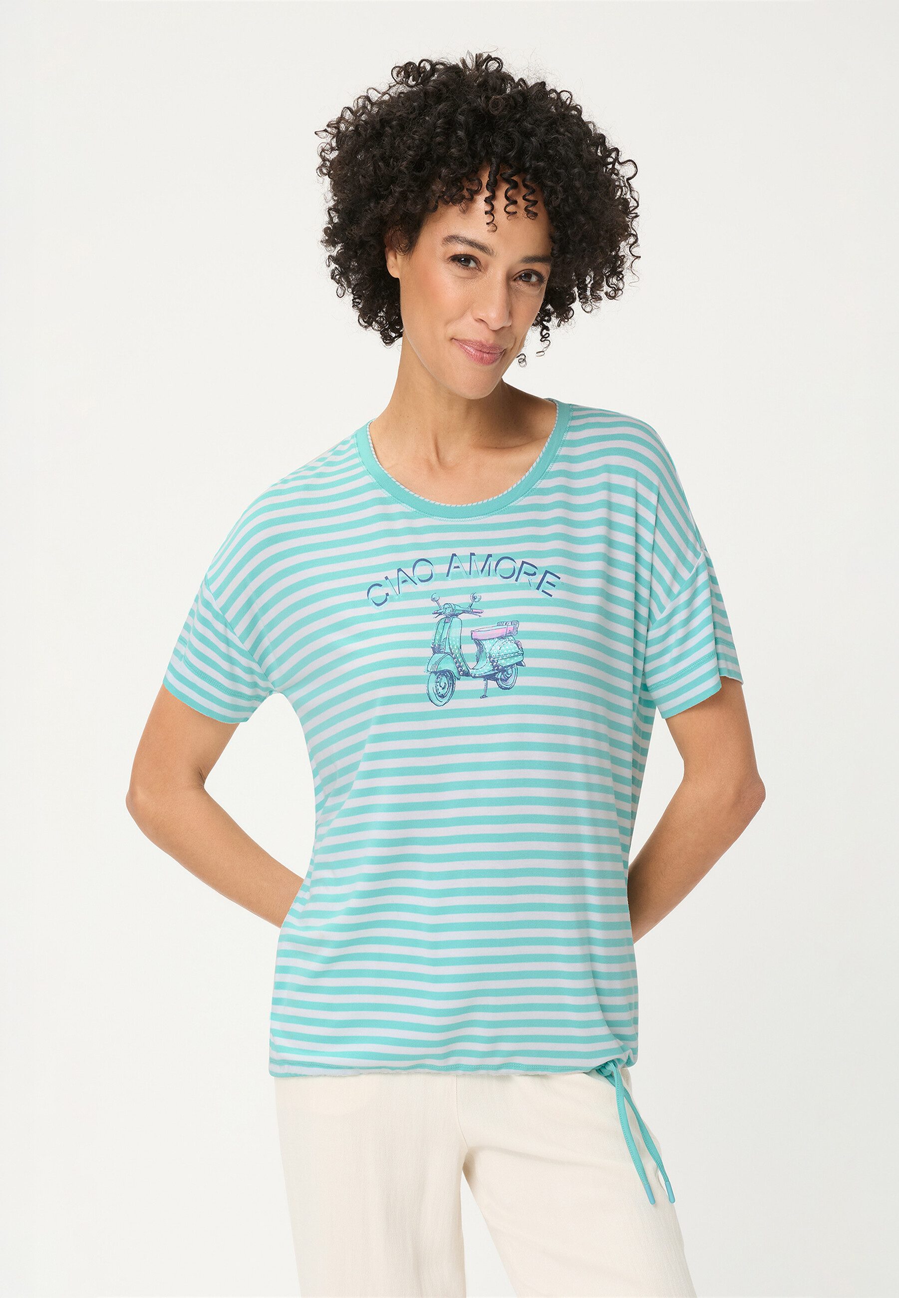 Olsen T-Shirt Shirt mit Streifendessin und Tunnel-Detail
