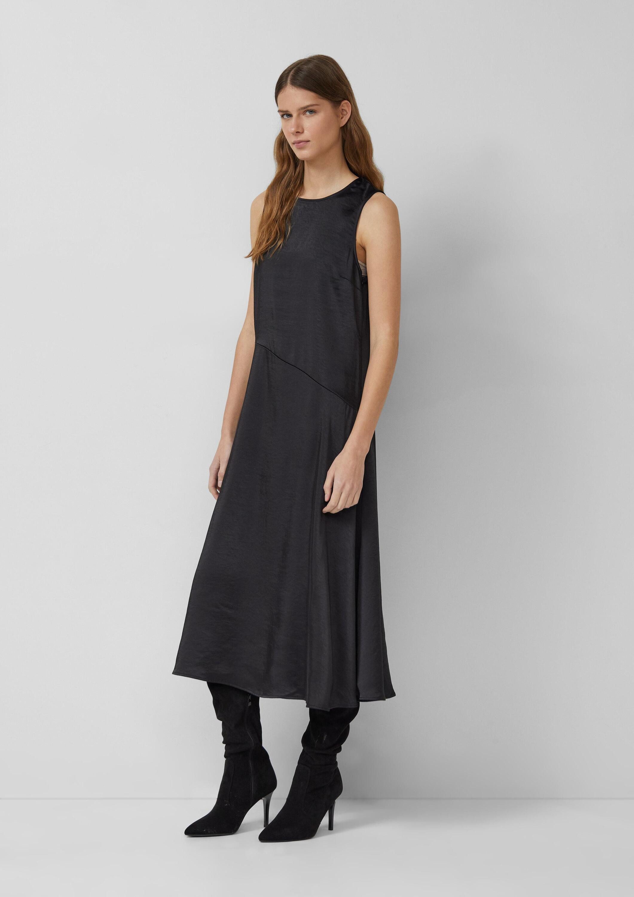 s.Oliver Midikleid Kleid Ärmelloses Satinkleid mit diagonaler Ziernaht