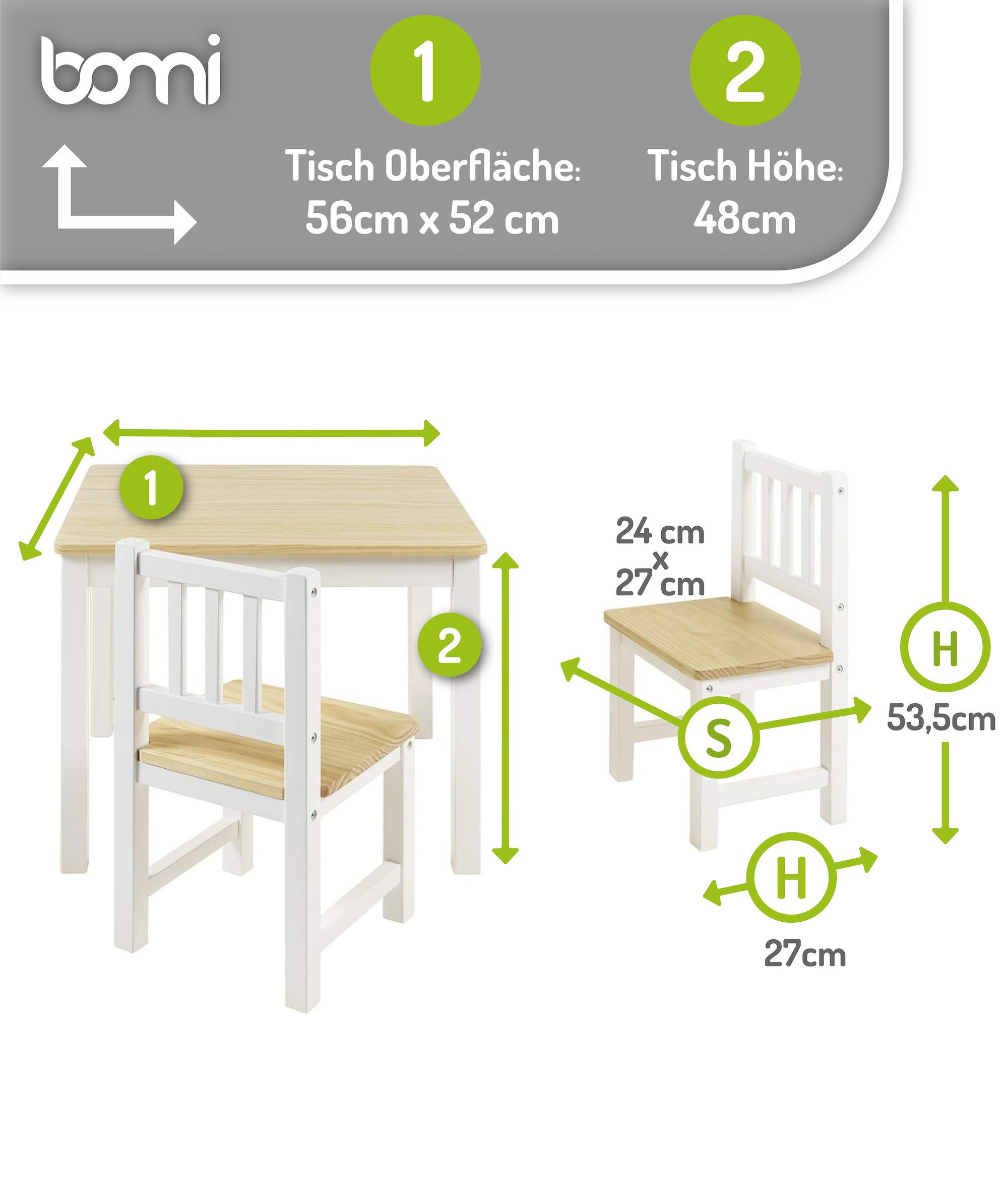 BOMI Kindersitzgruppe Holzsitzgruppe Amy, (Set, 3-tlg., oder 5 tlg. erhältl günstig online kaufen