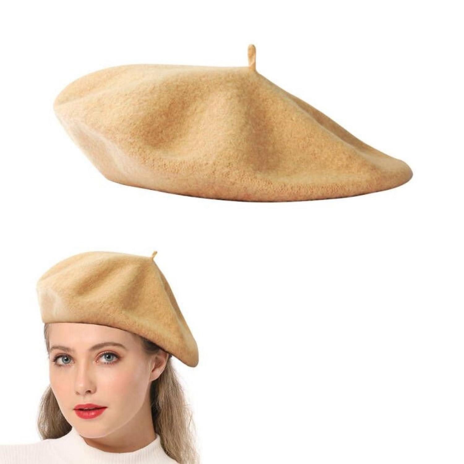 LuxusKollektion Trachtenhut Baskenmütze Damen Klassisch Kamelfarbe (1-St)