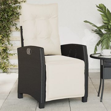 vidaXL Gartenstuhl Gartensessel mit Fußteil 2 Stk. Verstellbar Schwarz Poly Rattan