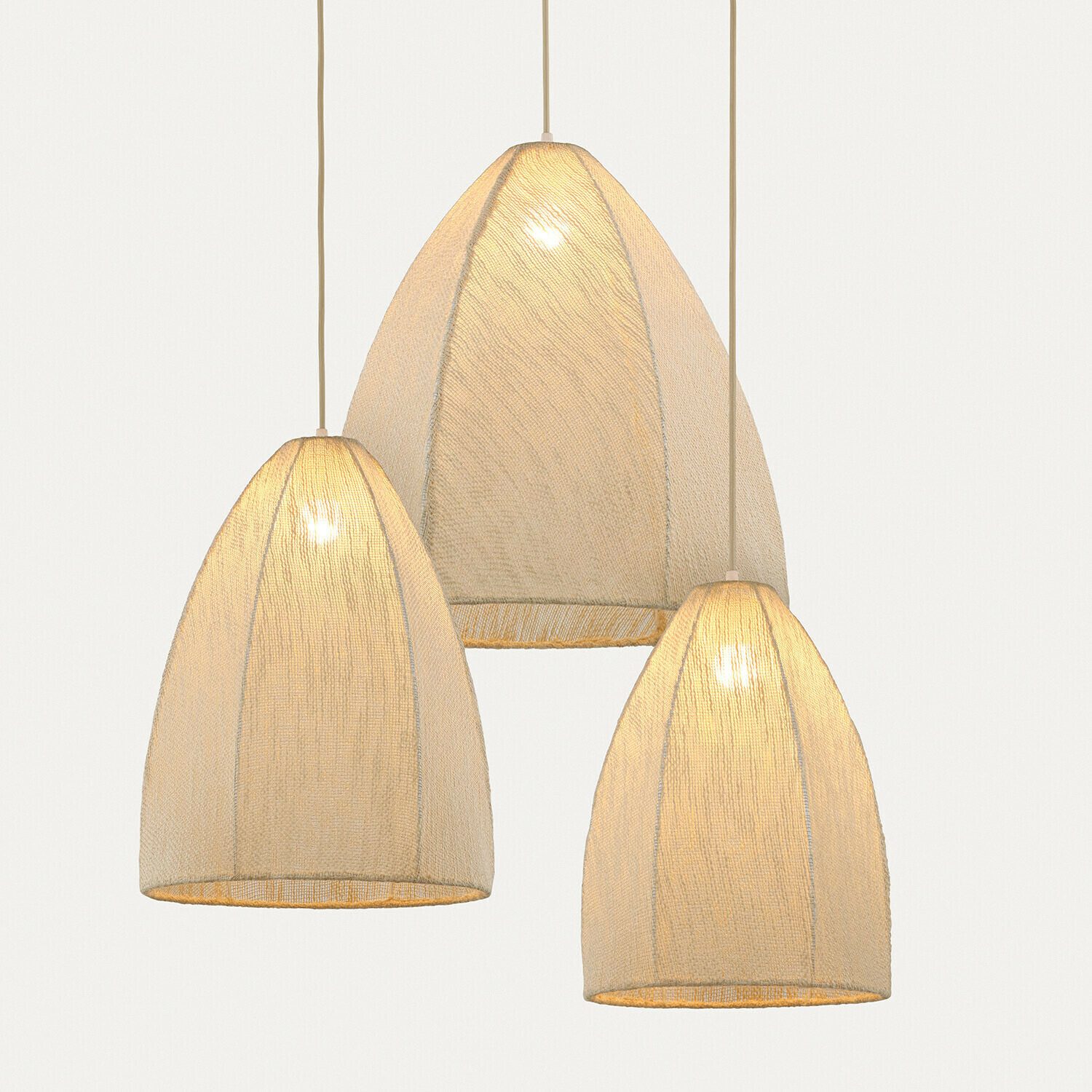Mirabeau Hängeleuchten Hängelampe 3er Set Reveaux creme