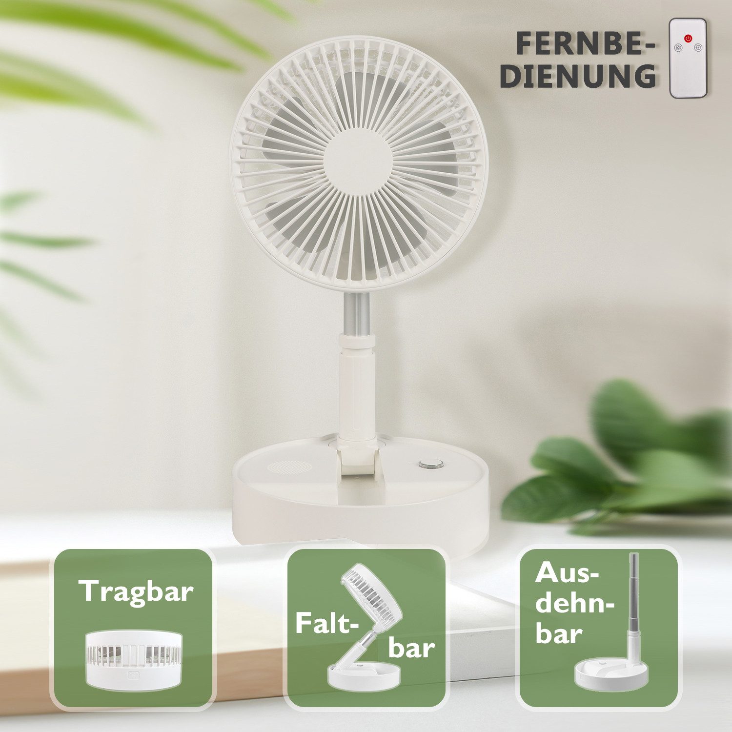 KAHOO Tischventilator höhenverstellbar USB, 4 Windstufen günstig online kaufen