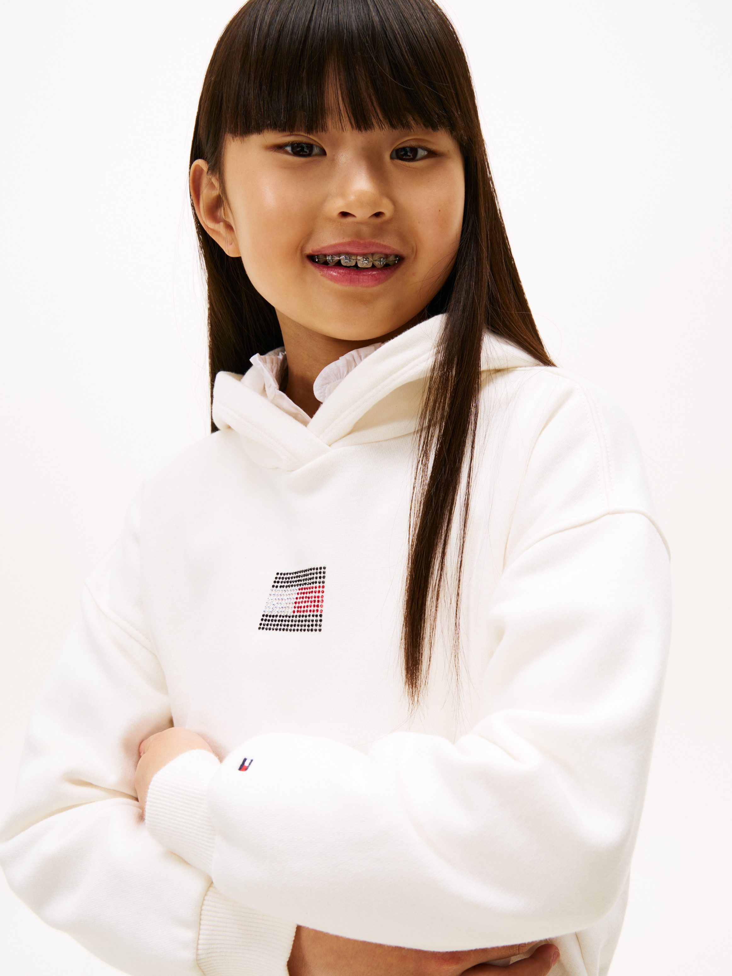Tommy Hilfiger Kapuzensweatshirt RHINE STONE FLAG HOODIE Kinder bis 16 Jahre