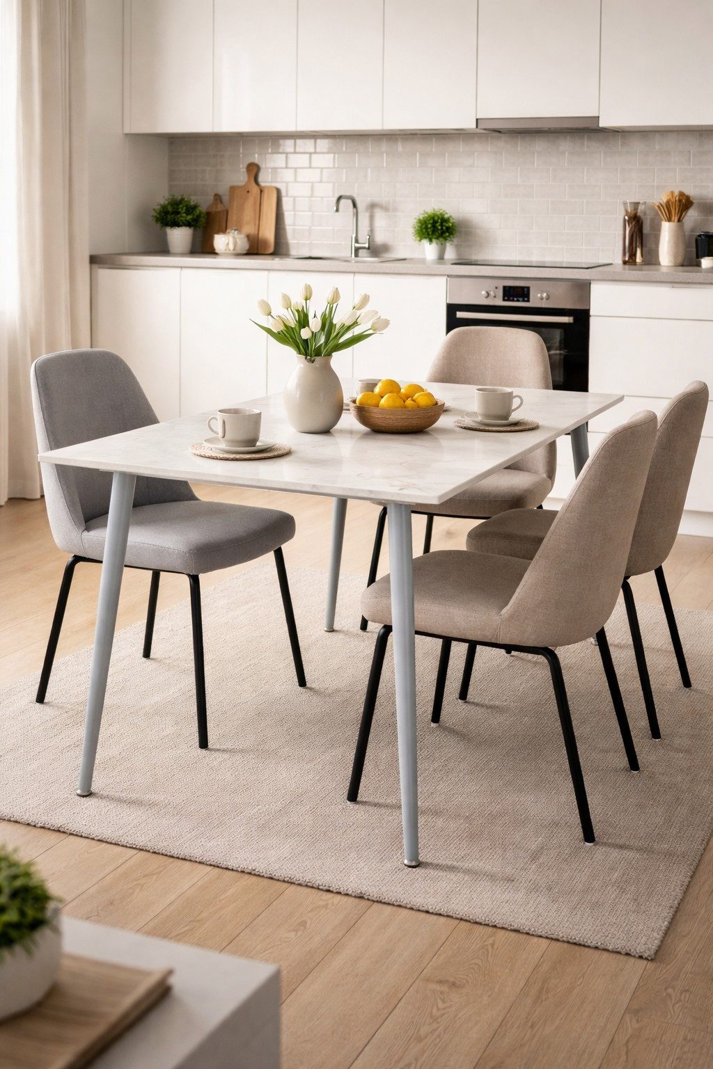 moebel-direkt-online Esstisch mit großer Steinplatte 140x80 cm, Tischplatte aus gesintertem Stein