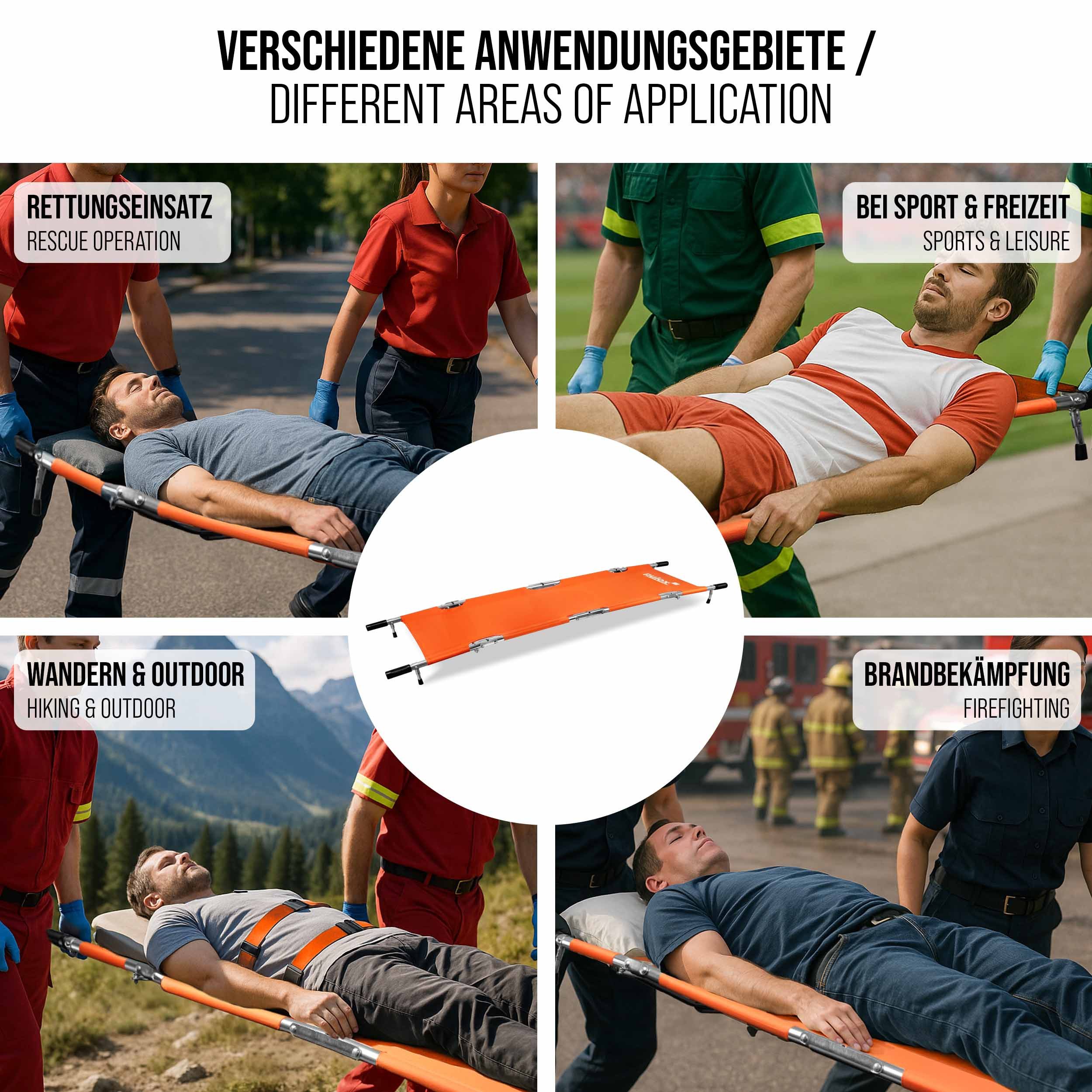 pulox Erste-Hilfe-Set Krankentrage KTG-200 - 3x Klappbare professionelle Notfalltrage – Bild 4 von 5