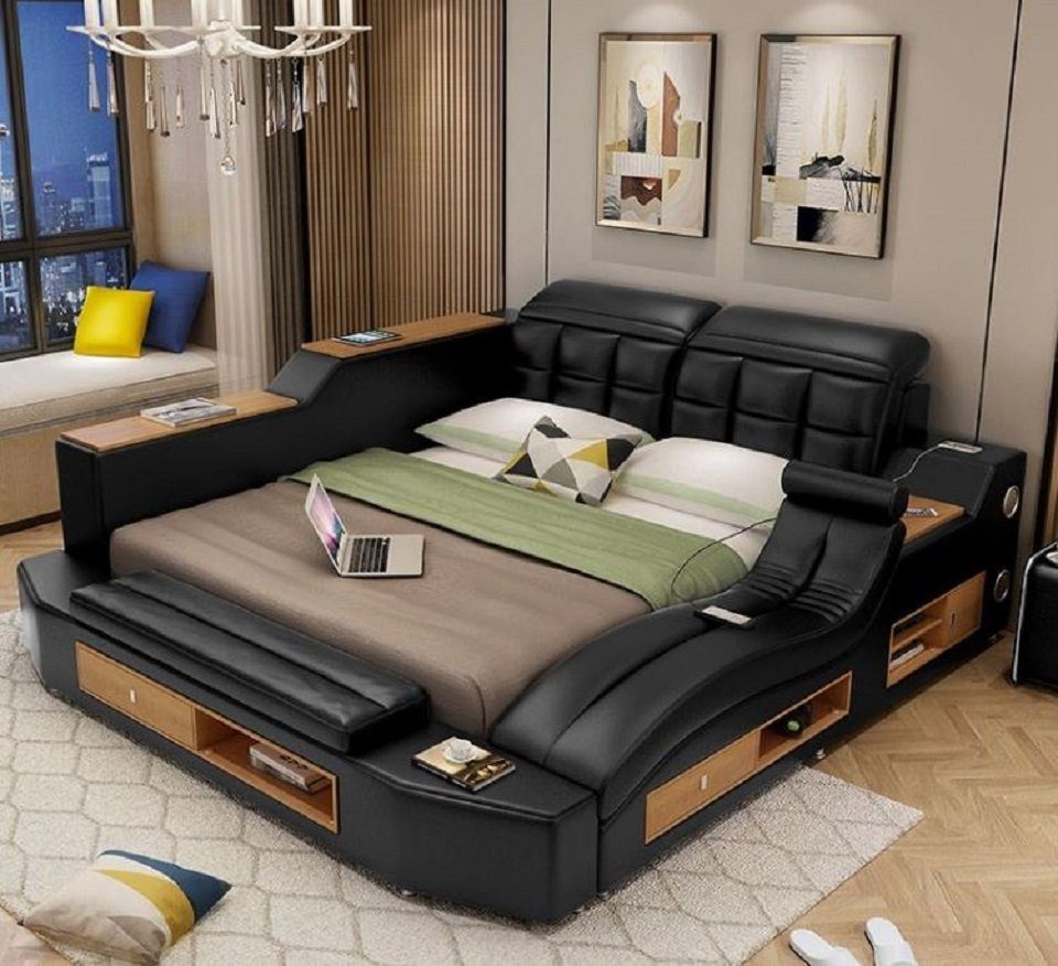 JVmoebel Multimediabett Lederbett in hochwertiger Polsterung für stilvolles Schlafzimmer, Made in Europa