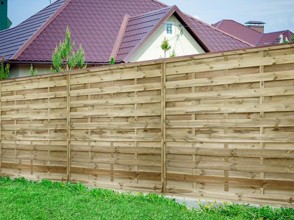 Woodtex Sichtschutzelement Sichtschutzzaun Dichtzaun Kiefer KDI grün lasiert