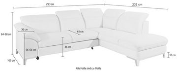 COTTA Polstergarnitur Teresa, (Set), Set: bestehend aus Ecksofa und Hocker, Ecksofa wahlweise Bettfunktion