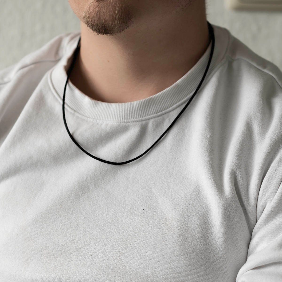 Materia Textilband Damen Schwarz Samt Textilkette 2mm 42-90cm K26, Verschluss aus 925 Sterling Silber – Bild 3 von 5
