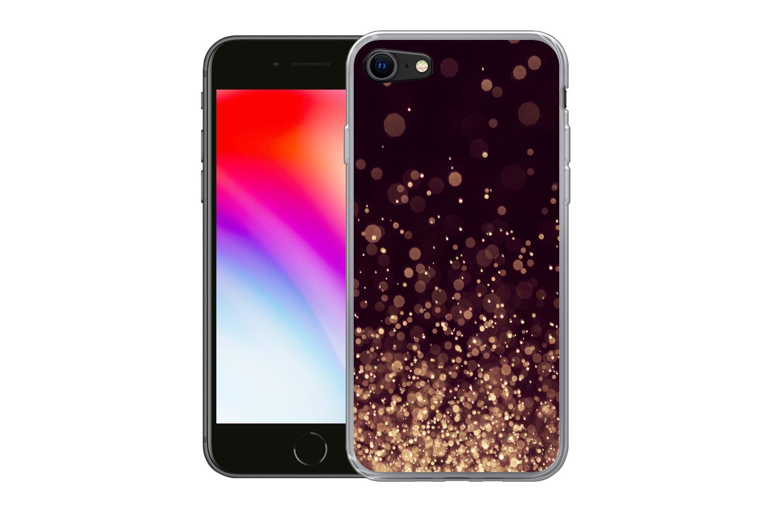 MuchoWow Handyhülle für Apple iPhone 8 Abstrakt - Glitzer - Licht - Design, Smartphone-Bumper, Print, Handy Schutzhülle Dünn