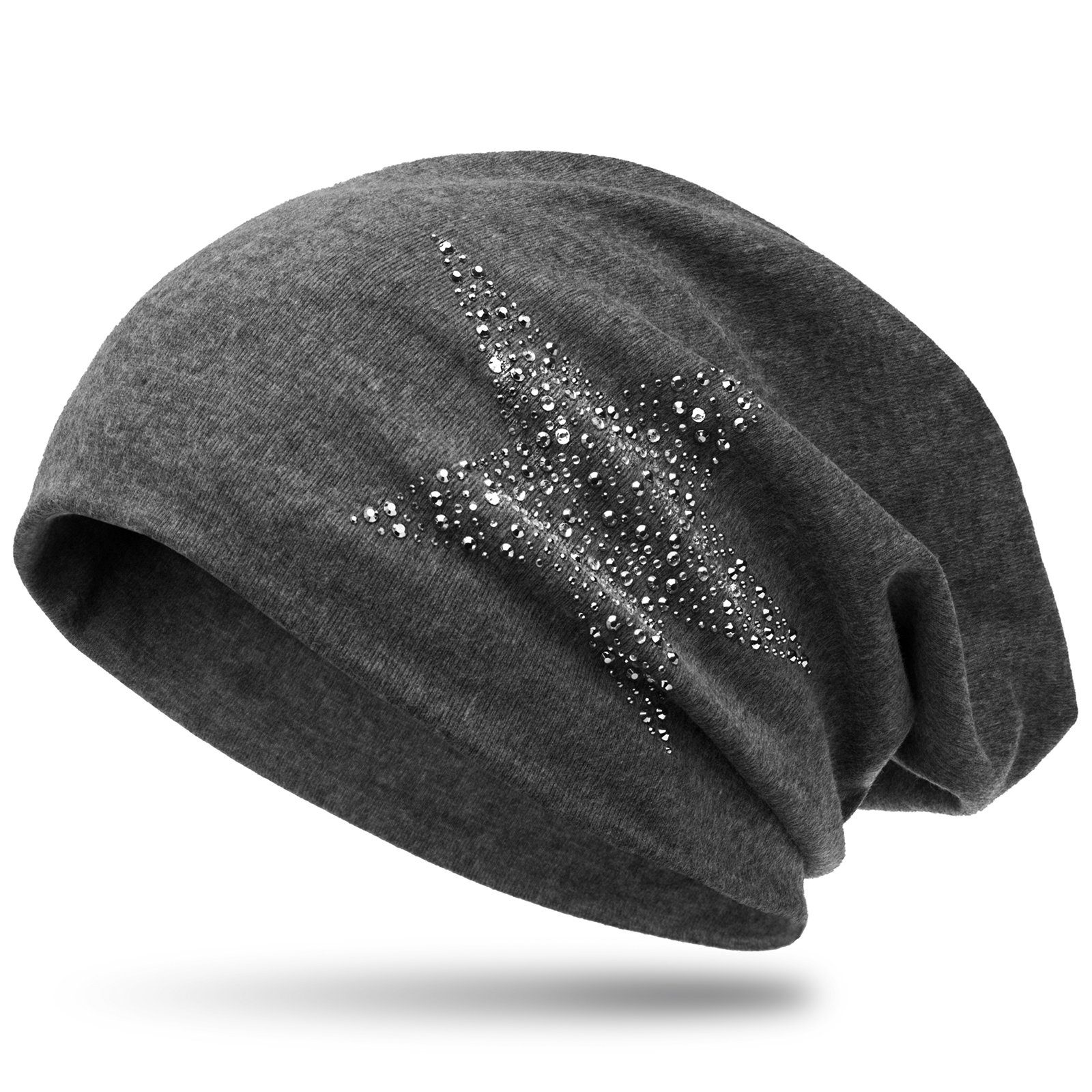 Caspar Beanie MU153 Mütze mit Strass Stern und warmem Flanell Stoff