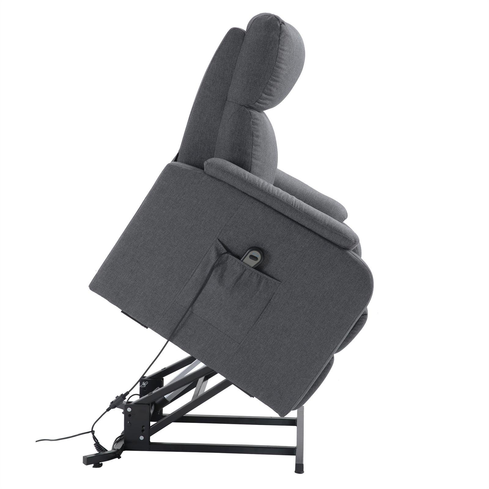Ruhe Sessel grau CARO-Möbel TV Fernsehsessel mit elektrisc RETIRE, TV-Sessel Relaxsessel Aufstehfunktion