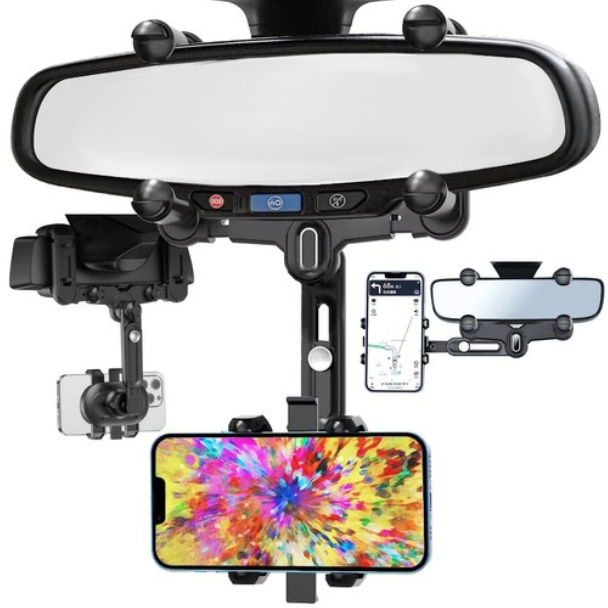 XTROBB Handy-Halterung Spiegelhalterung Handyhalterung mit 360°-Drehung für den Rückspiegel, (bis 7,7 Zoll, Universeller Auto-Handyhalter für Spiegelmontage mit 360°-Drehung, Handyhalter für den Rückspiegel mit 360°-Drehung und Verstellbarkeit, 360° drehb