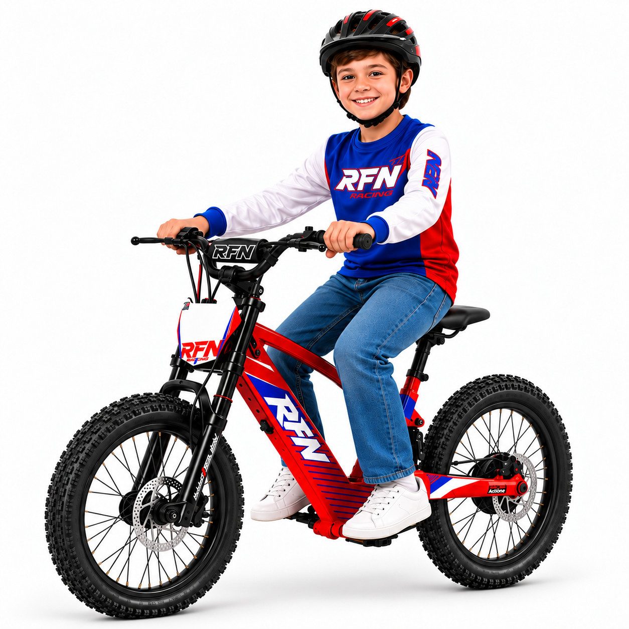 RFN Elektro-Kindermotorrad Elektro-Kindermotorrad 18 Zoll, 500 W, Hydraulikbremsen, 8–12 Jahre