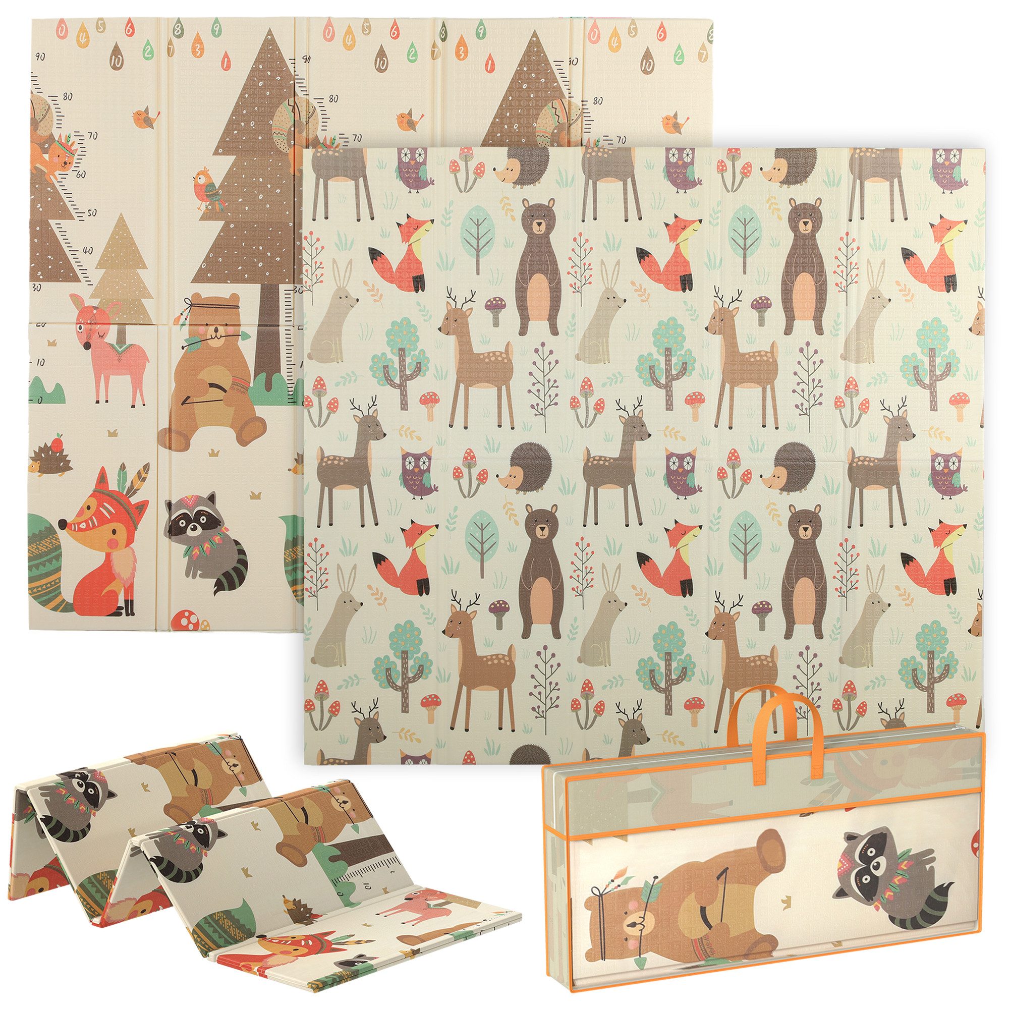 AIYAPLAY Spielmatte wasserdicht, rutschfest Kindermatte (Spielteppich, 1-St., Doppelseitige Krabbelmatte), 196 x 176 x 1,5 cm Braun