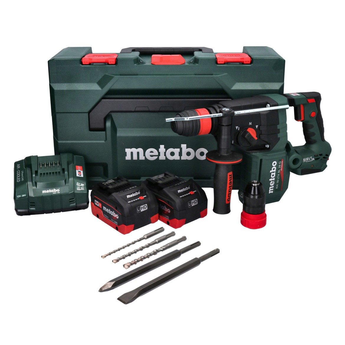 metabo Akku-Bohrhammer KH 18 LTX BL 28 Q Akku Bohrhammer 18 V 3 J SDS plus Brushless + 2x Ak