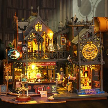OKWISH 3D-Puzzle Puppenhaus Miniatur Haus Holzbausatz Puppenhäuser Dekoration Möbeln, Puzzleteile, 3D Häuser Modellbausätze Geschenk Geburtstag Weihnachten DIY LED-Licht