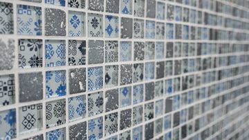 Mosani Mosaikfliesen Kunststein Rustikal Mosaikfliese Glasmosaik Resin blau schwarz
