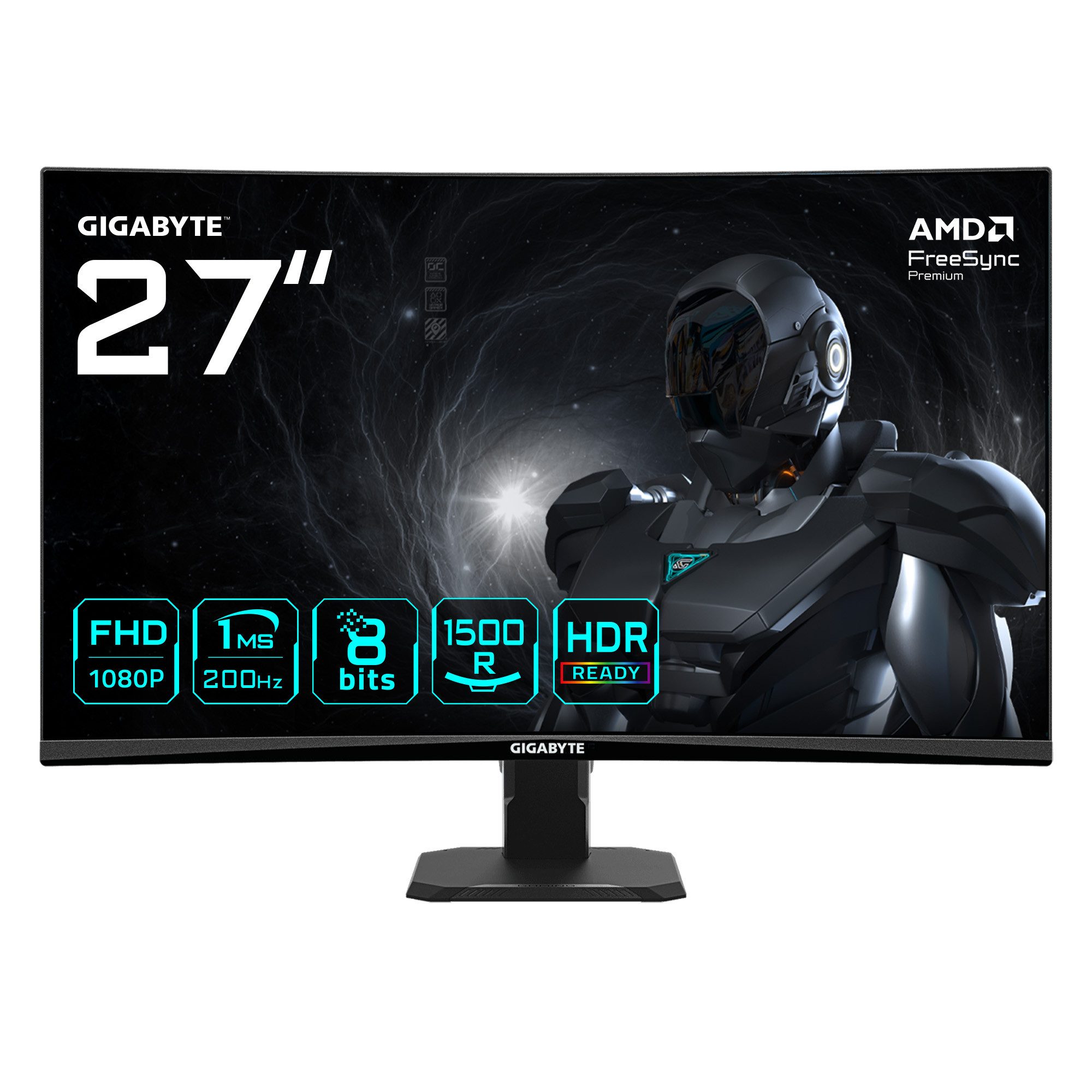 Gigabyte GS27FCA Curved-Gaming-Monitor (68,6 cm/27 ", 1920 x 1080 px, FHD, 1 ms Reaktionszeit, 200 Hz, VA LED, neigbar)