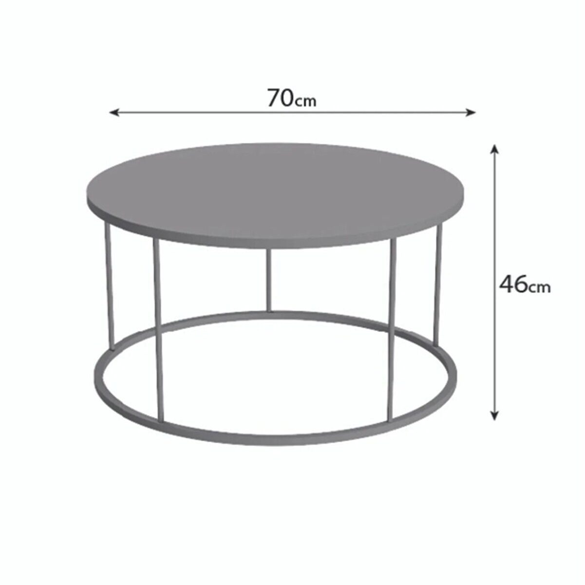 en.casa Couchtisch, runde Tischplatte, Metallgestell, melaminbeschichtet 90003171
