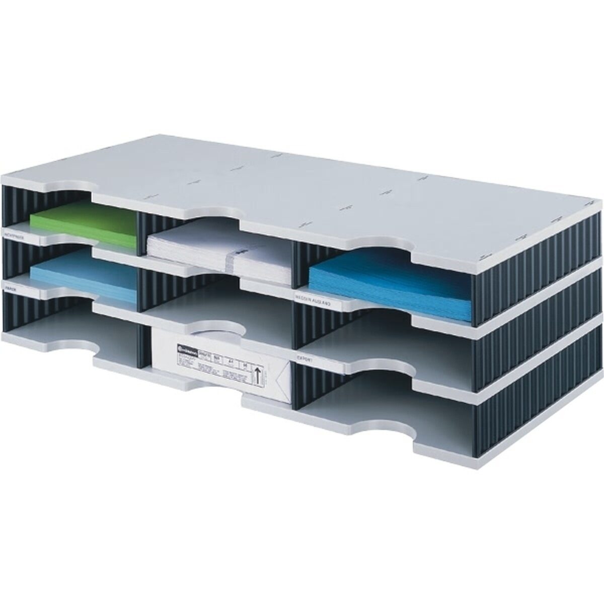 STYRO Organizer Sortierstation styrodoc trio 9 Fächer grau/schwarz