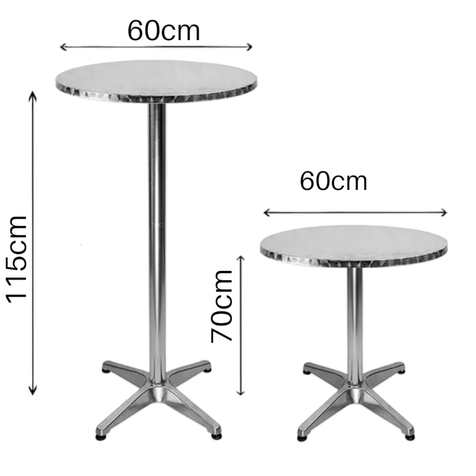 KEINerlei® Bistrotisch Stehtisch klappbar Bistrotisch 60 cm Garten Party Tisch Rund 2in1 Alu